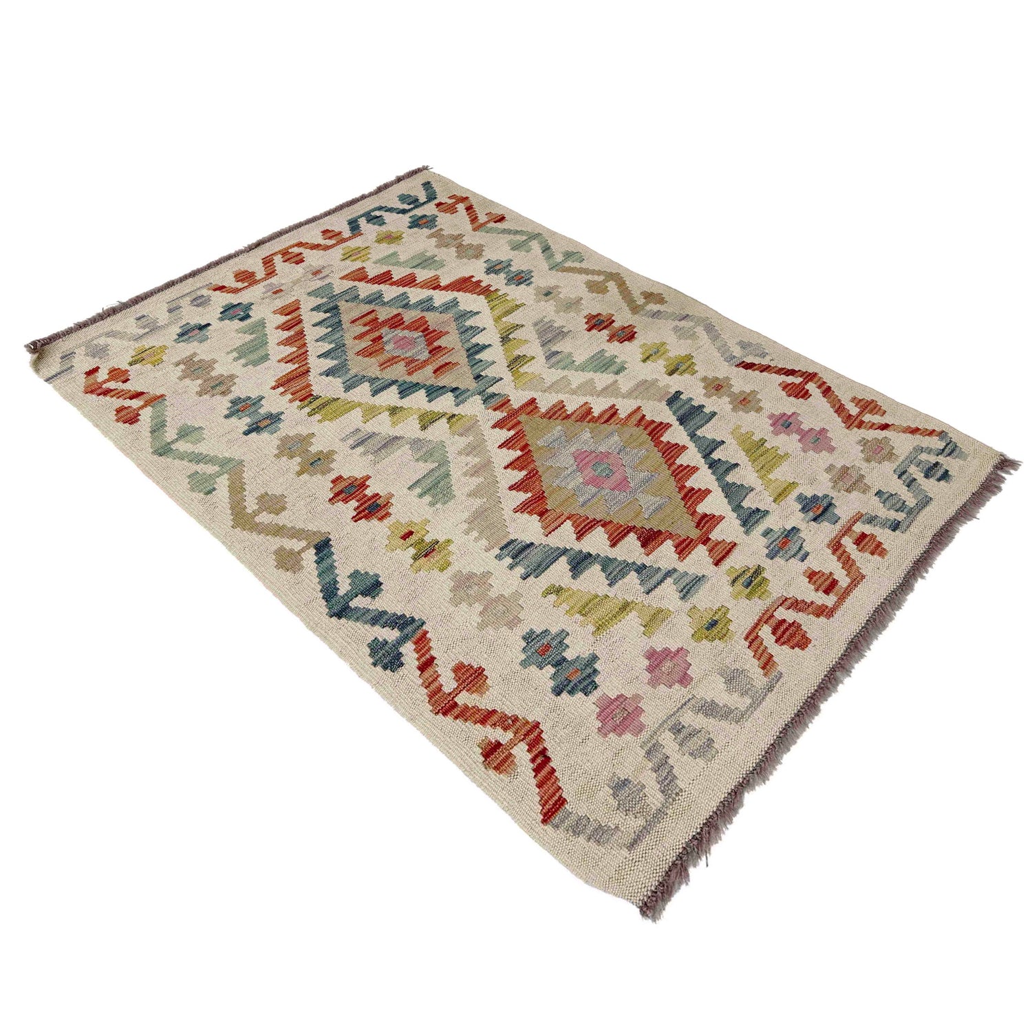 Hand Knotted Afghan Style Kilim 2' 8" x 3' 11" ft / 81 x 120 cm - No. R38340