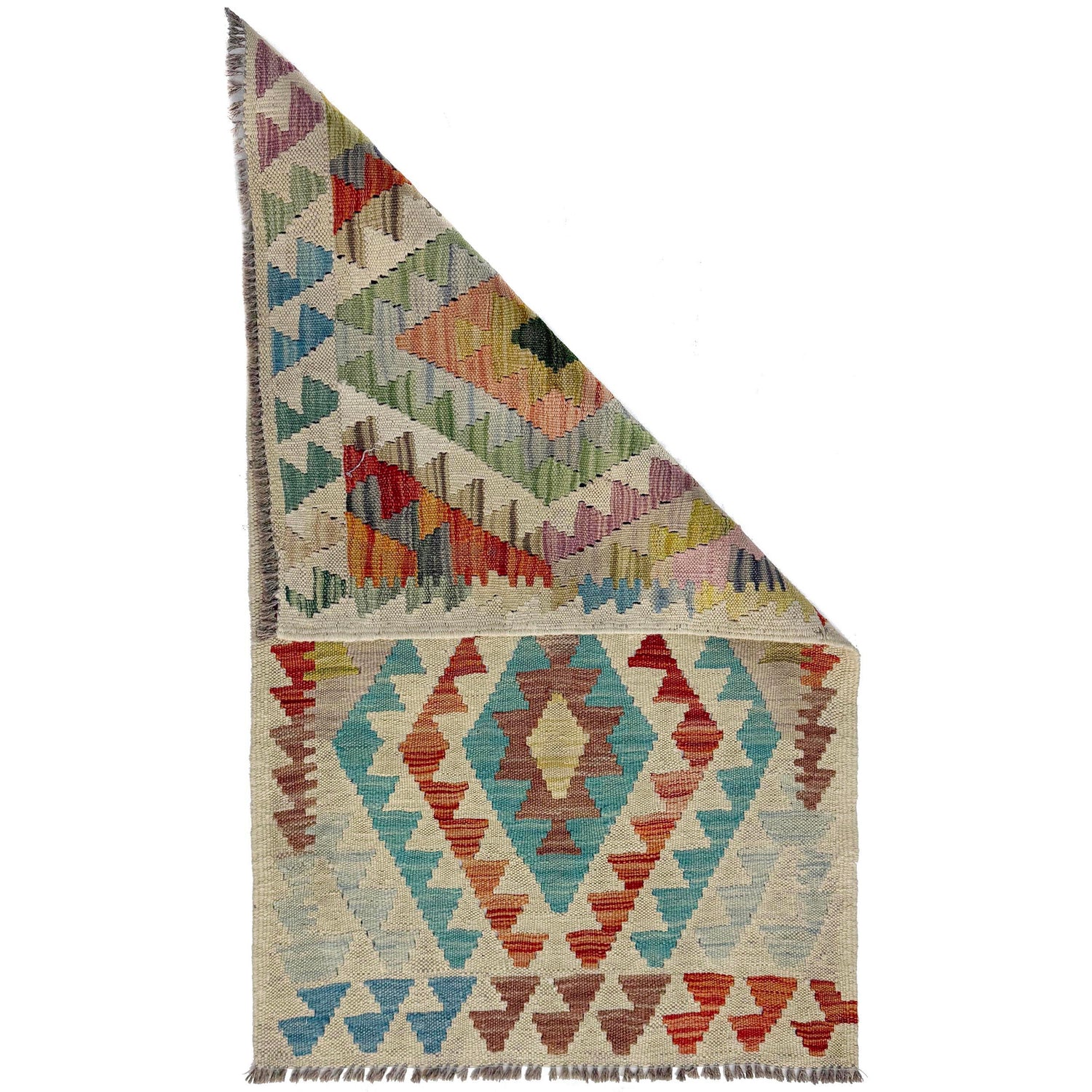 Hand Knotted Flatweave Kilim 2' 0" x 3' 6" ft / 62 x 106 cm - No. R38357