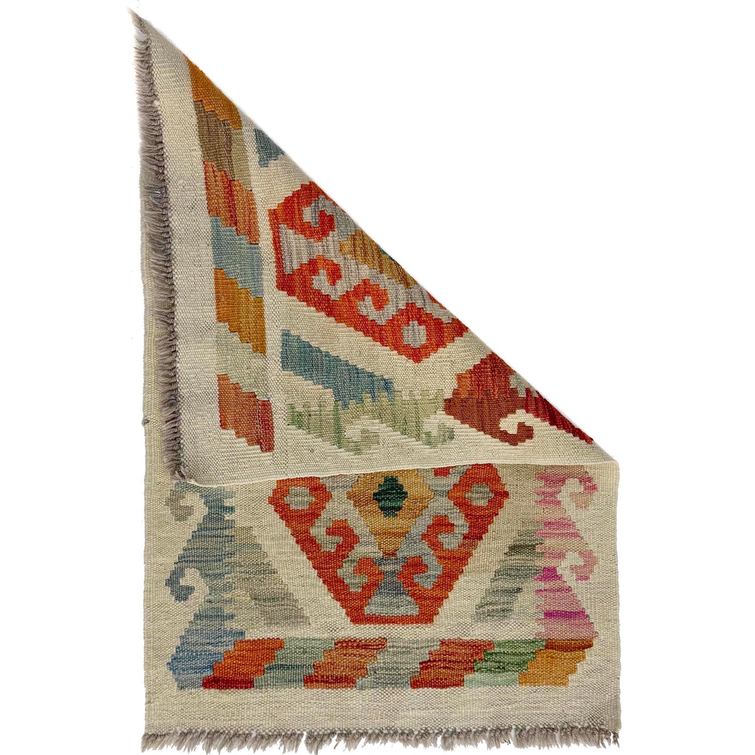 Handmade Afghan Vegetable Kilim 1' 10" x 2' 8" ft / 55 x 82 cm - No. R38358