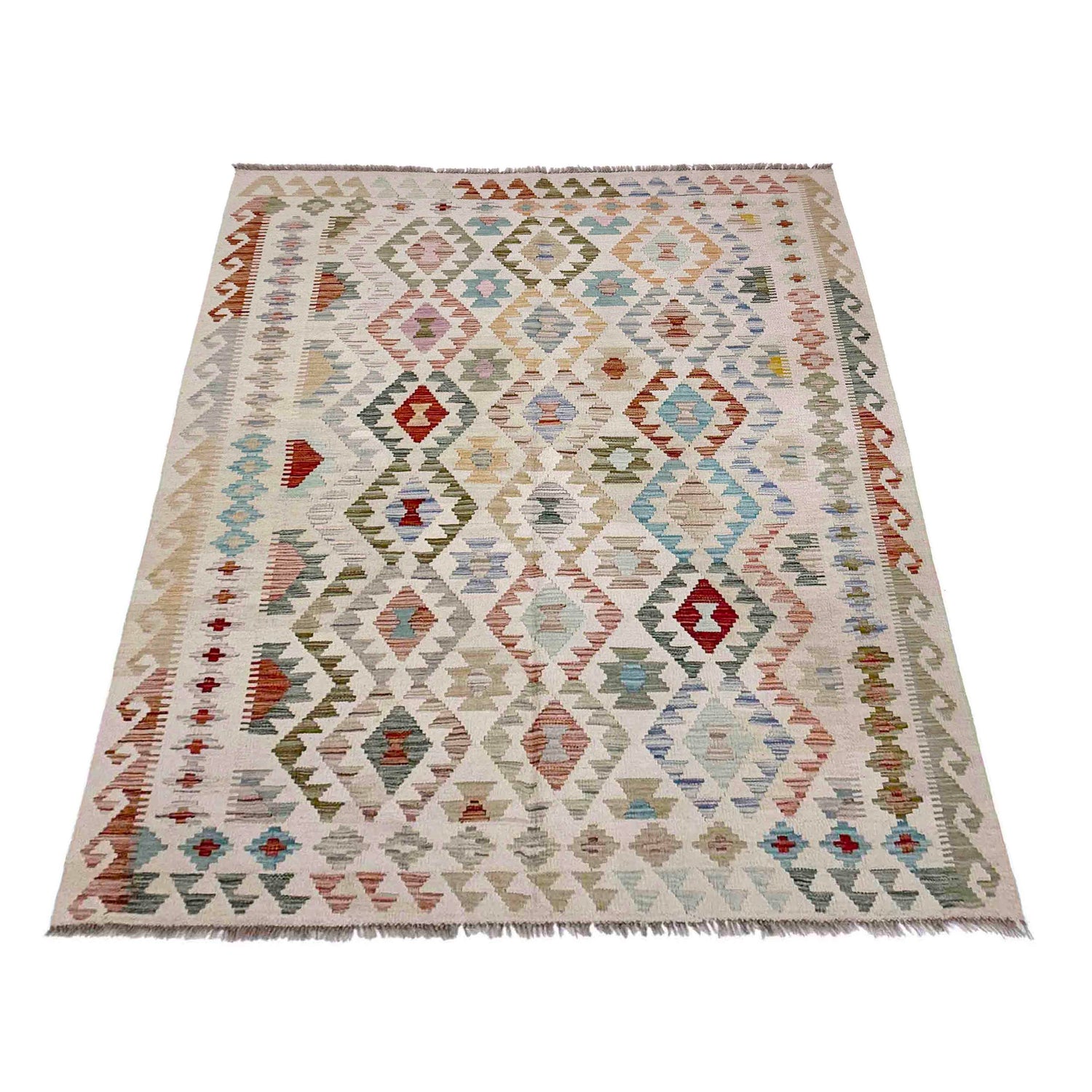 Handmade Afghan Vegetable Kilim 5' 0" x 6' 4" ft / 152 x 192 cm - No. R38365