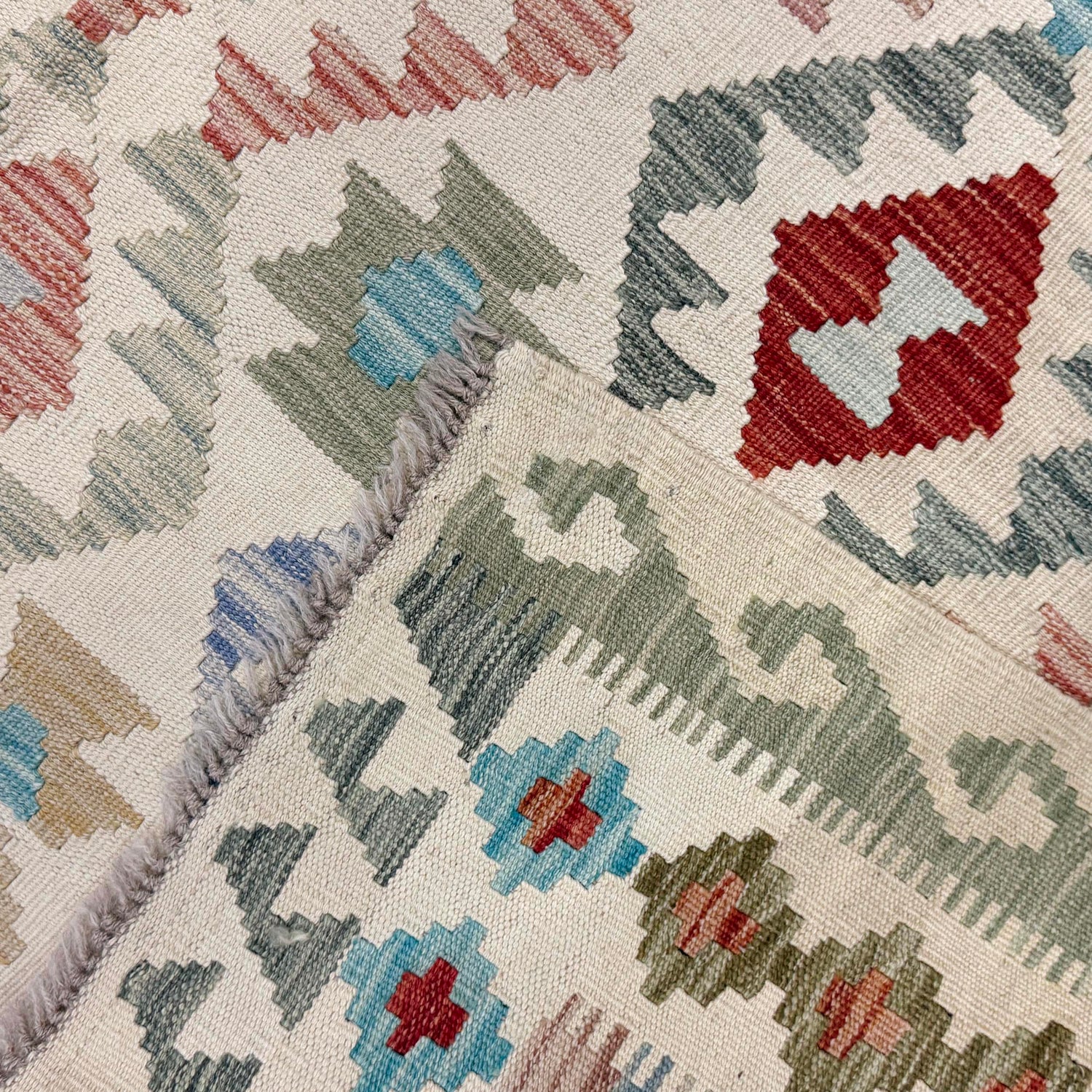Handmade Afghan Vegetable Kilim 5' 0" x 6' 4" ft / 152 x 192 cm - No. R38365