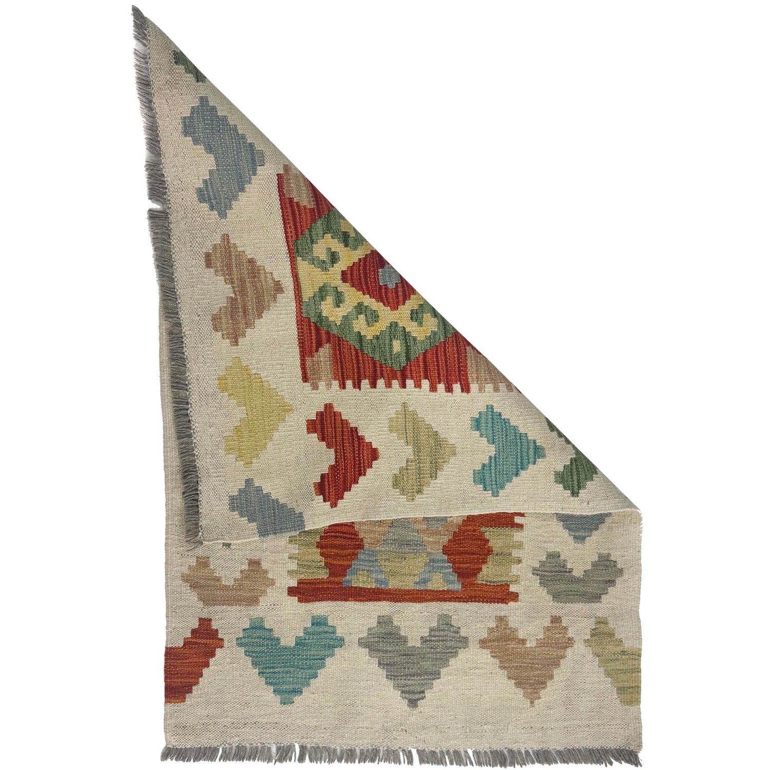Hand Knotted Afghan Style Kilim 2' 2" x 3' 3" ft / 67 x 98 cm - No. R38392