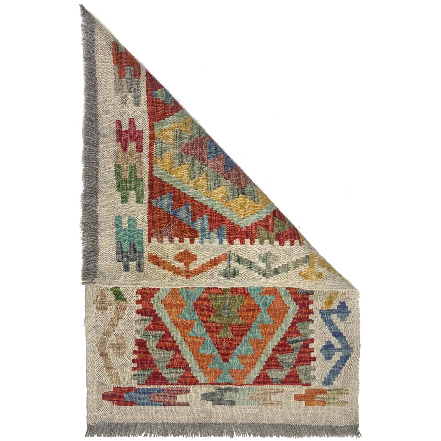 Hand Woven Wool Kelim 2' 0" x 2' 11" ft / 60 x 89 cm - No. R38393