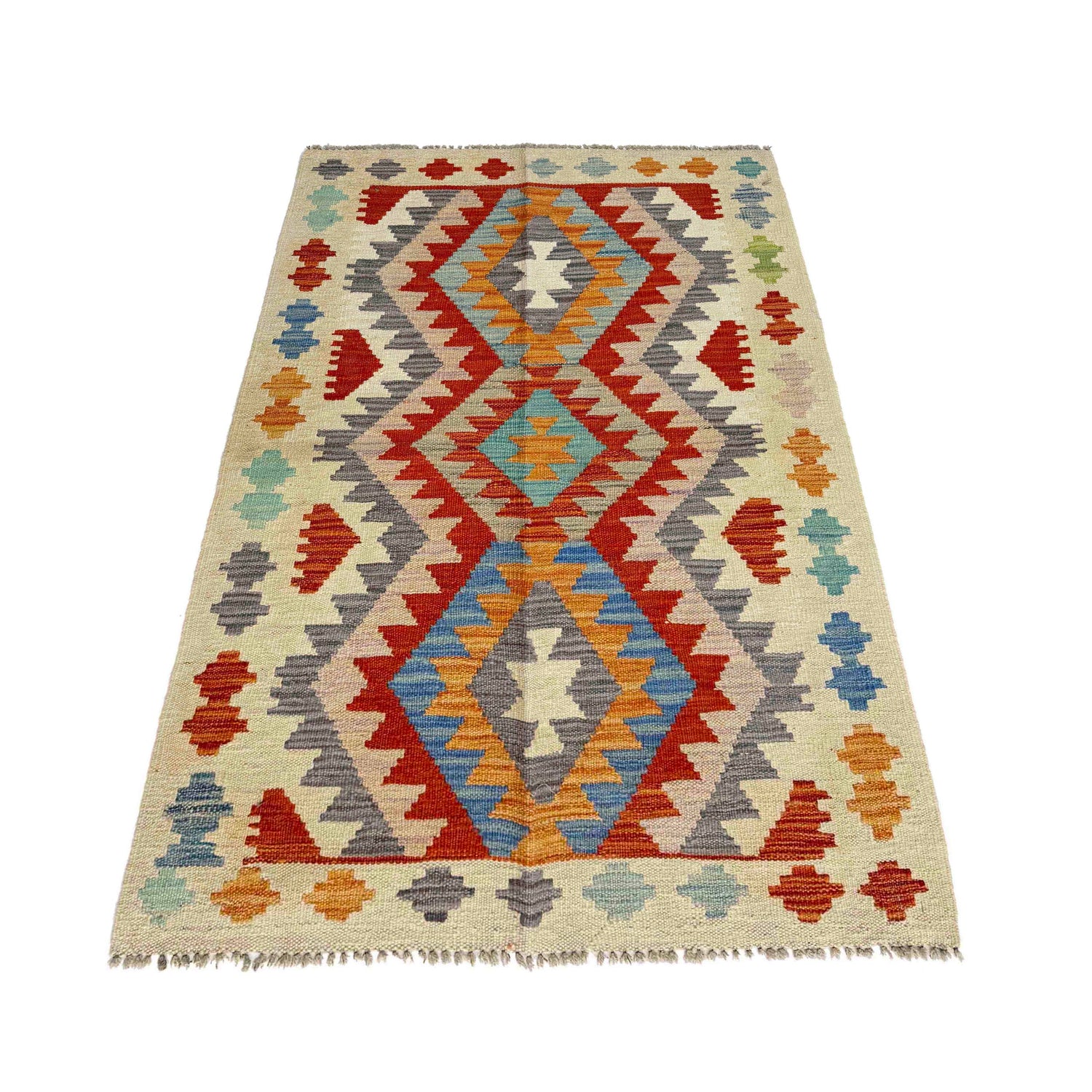 Hand Woven Wool Kelim 2' 6" x 4' 2" ft / 77 x 127 cm - No. R38407