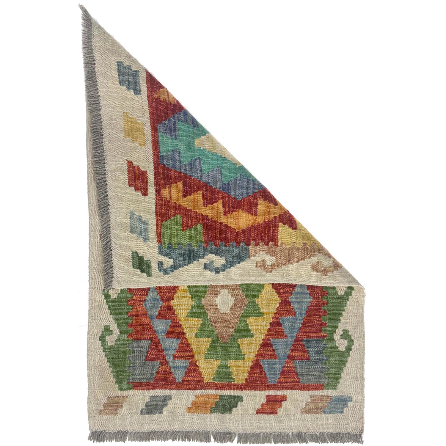 Hand Woven Wool Kelim 2' 0" x 3' 0" ft / 62 x 92 cm - No. R38431