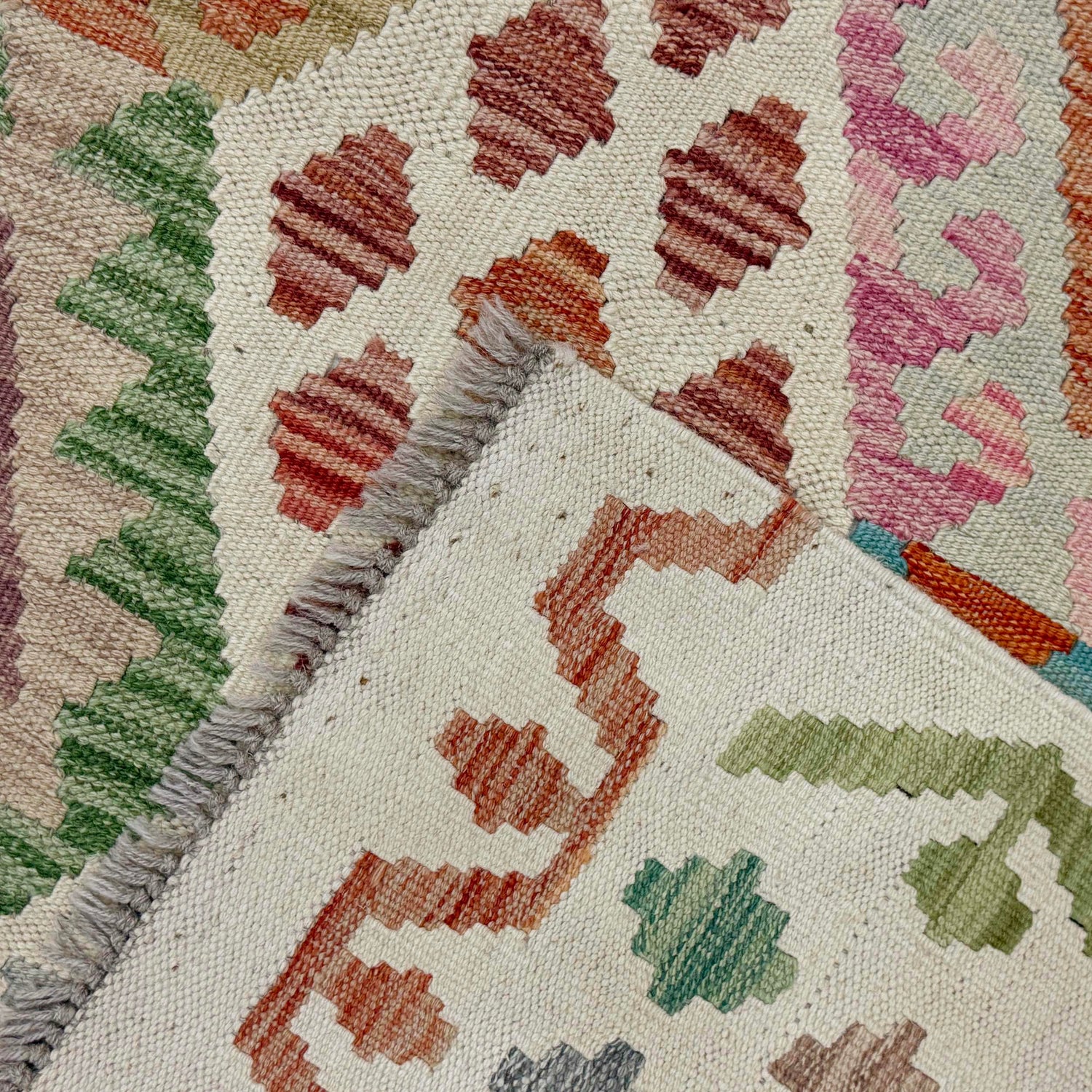 Hand Made Afghan Kilim 4' 11" x 6' 4" ft / 151 x 194 cm - No. R38450