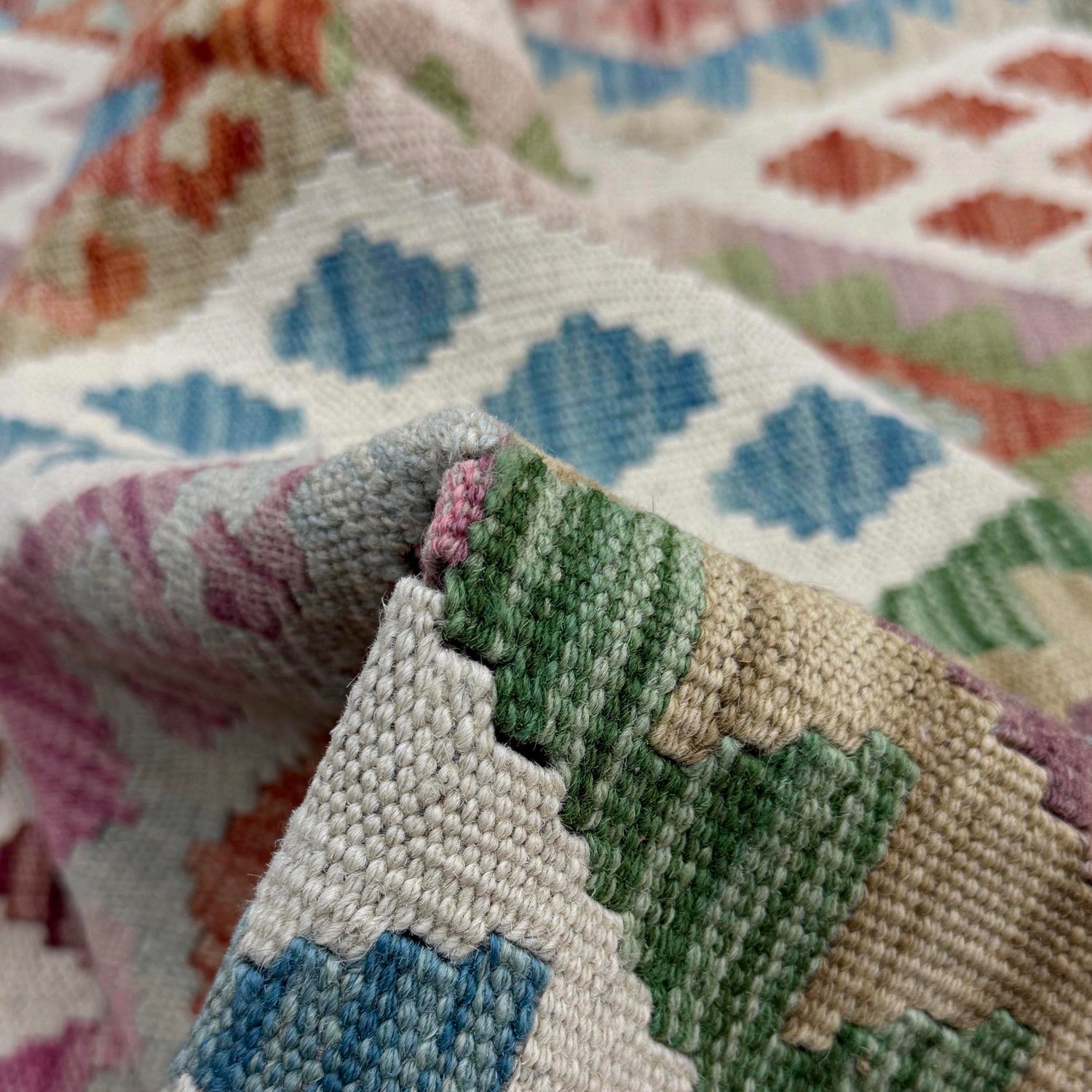 Hand Made Afghan Kilim 4' 11" x 6' 4" ft / 151 x 194 cm - No. R38450