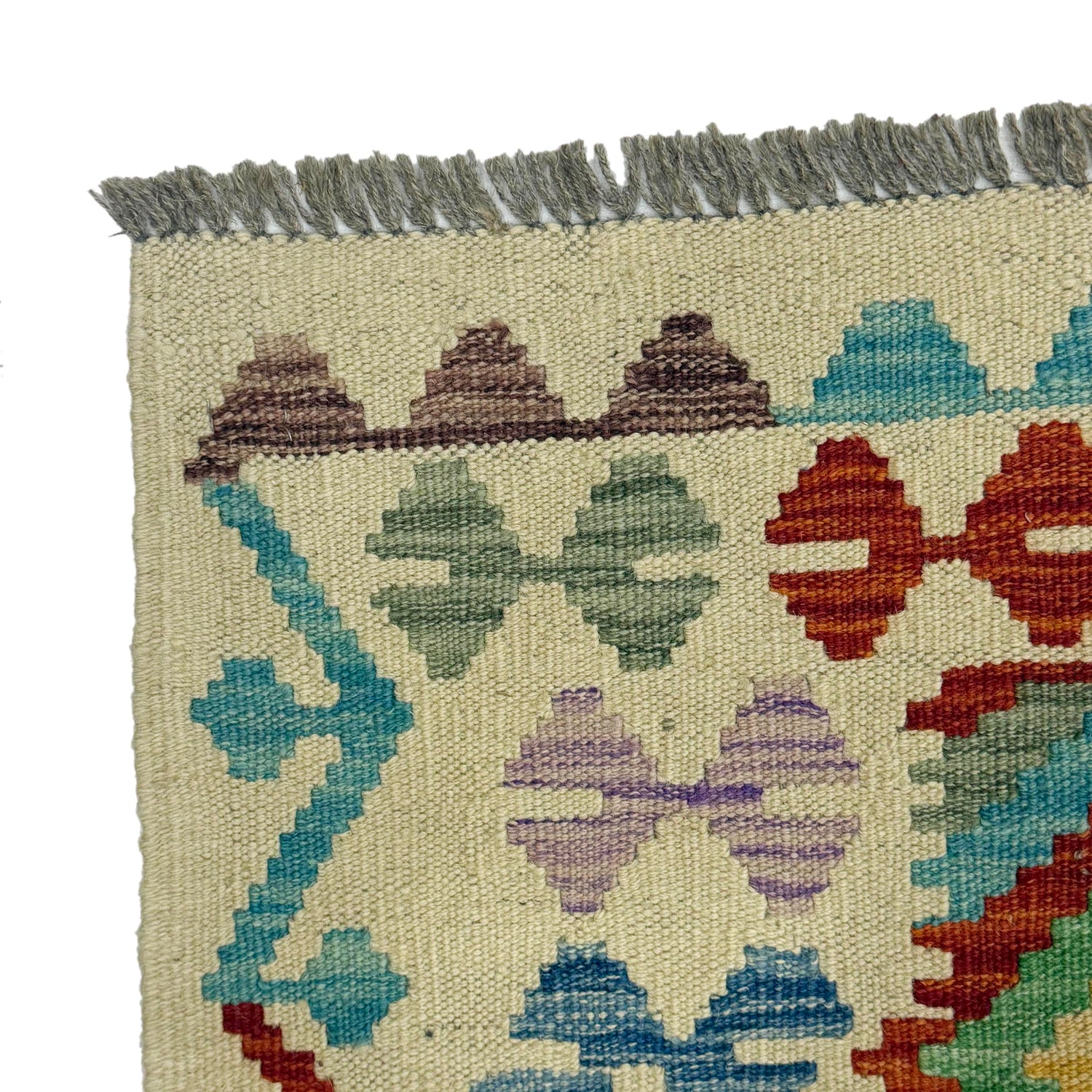 Multi Color ful Flat-Weave Wool Kilim 4' 10" x 6' 5" ft / 147 x 196 cm - No. R38451