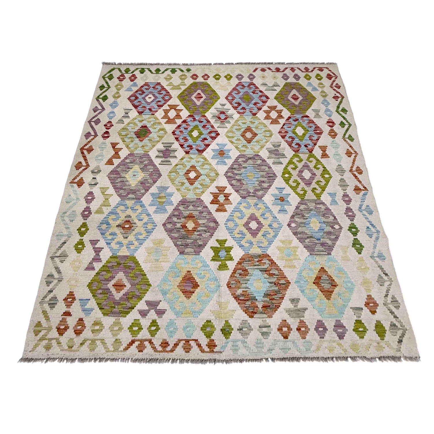 Handmade Vegetable Kilim 5' 1" x 6' 10" ft / 156 x 208 cm - No. R38452