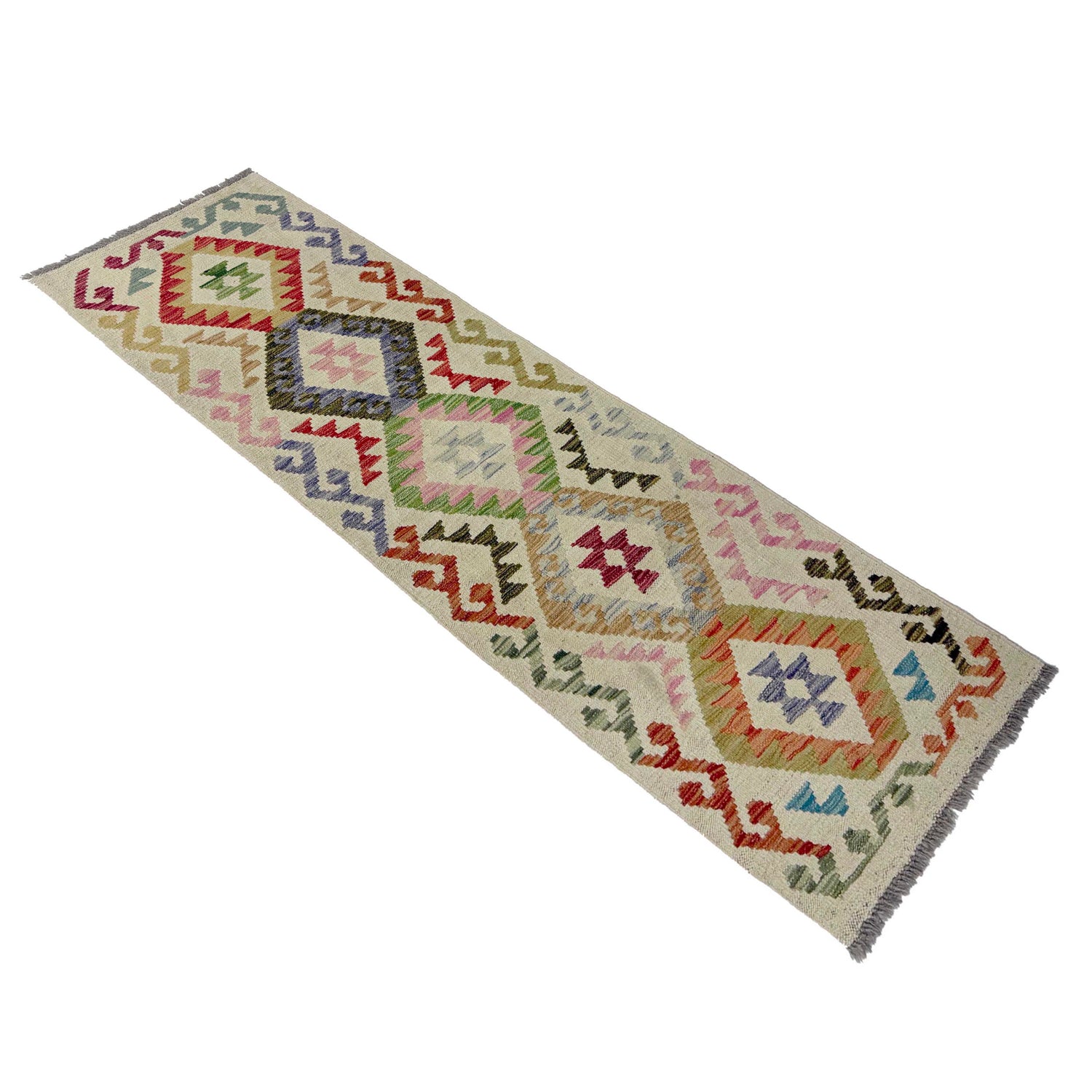 Hand Knotted Flatweave Kilim Runner 1' 10" x 6' 0" ft / 56 x 183 cm - No. R38608