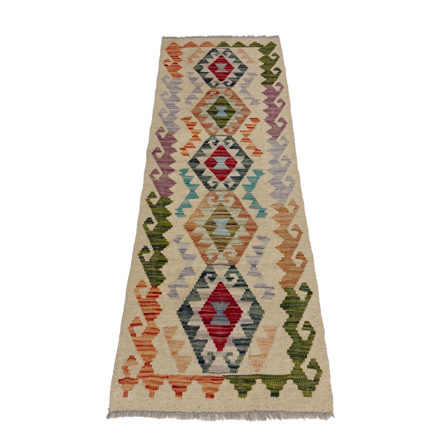 Handmade Afghan Vegetable Kilim Runner 1' 11" x 5' 7" ft / 59 x 169 cm - No. R38610