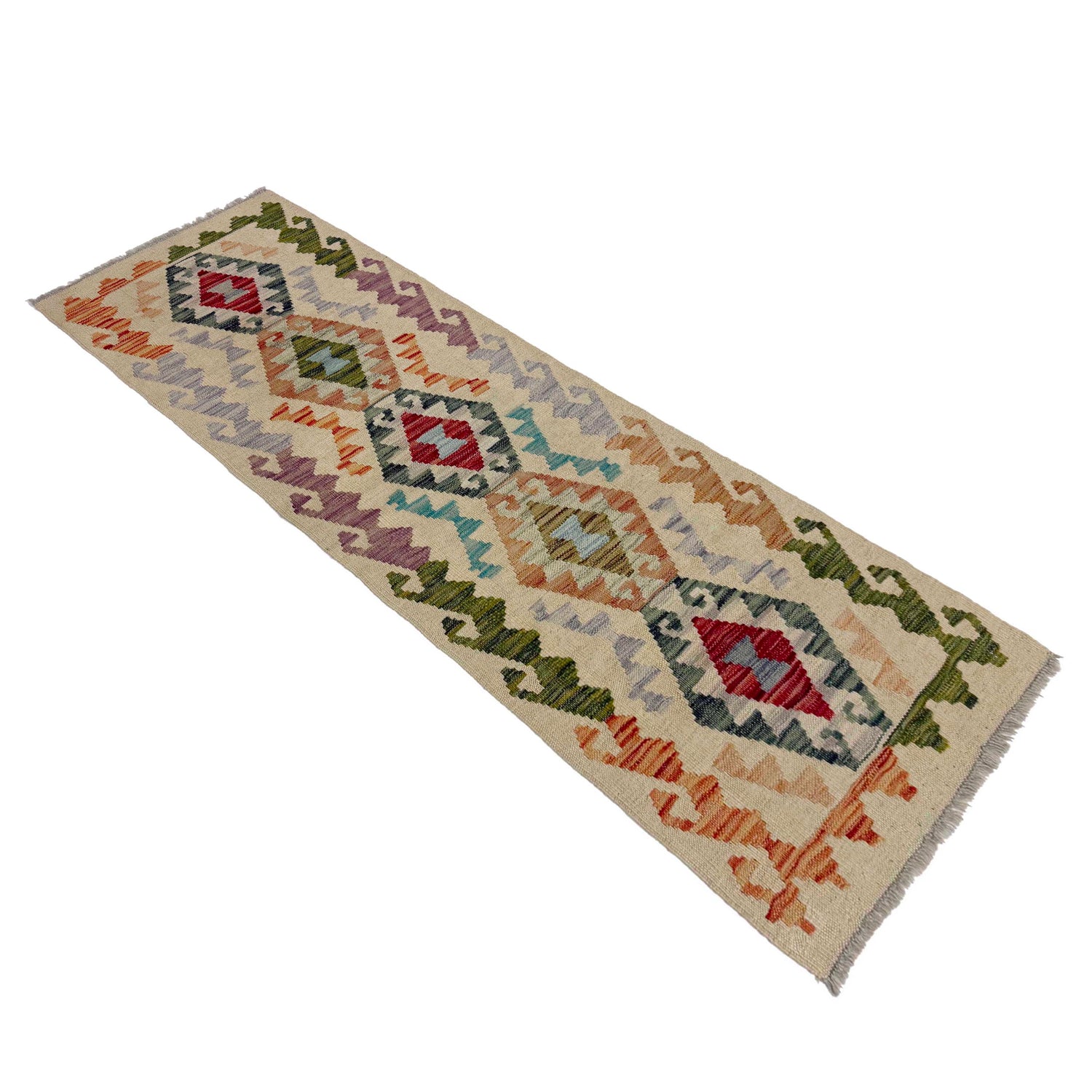 Handmade Afghan Vegetable Kilim Runner 1' 11" x 5' 7" ft / 59 x 169 cm - No. R38610