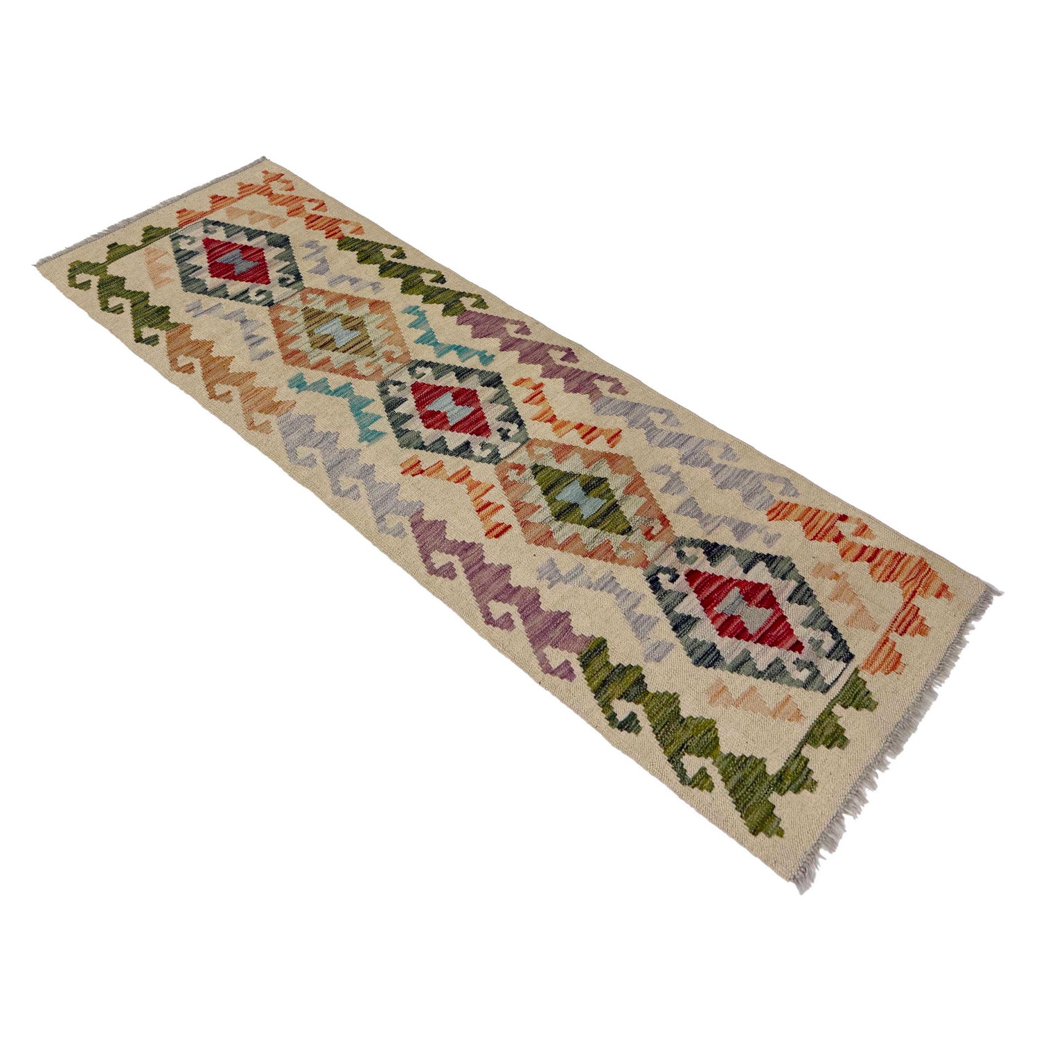 Handmade Afghan Vegetable Kilim Runner 1' 11" x 5' 7" ft / 59 x 169 cm - No. R38610