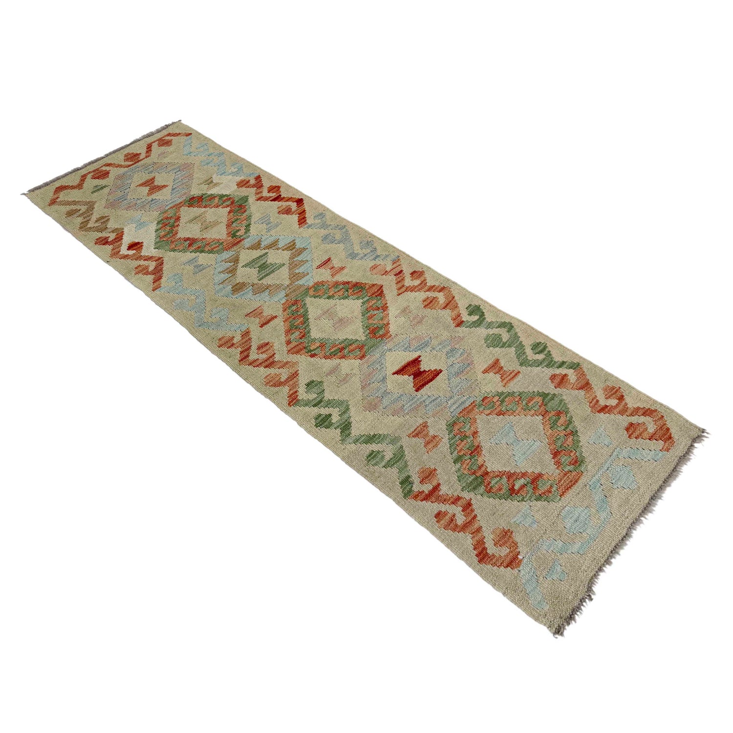 Hand Woven Wool Kelim Runner 1' 7" x 5' 6"  ft / 48 x 168 cm - No. R38612