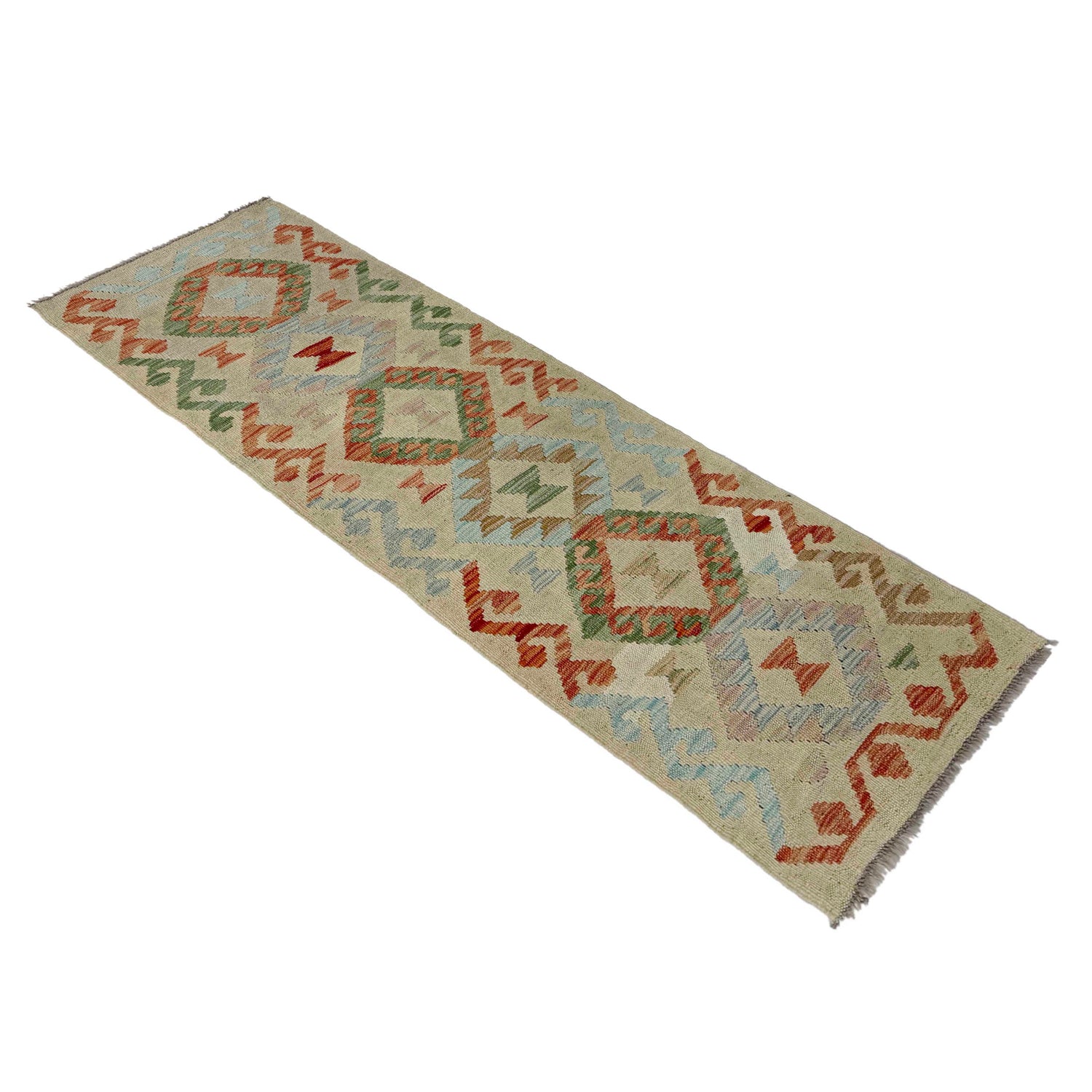 Hand Woven Wool Kelim Runner 1' 7" x 5' 6"  ft / 48 x 168 cm - No. R38612
