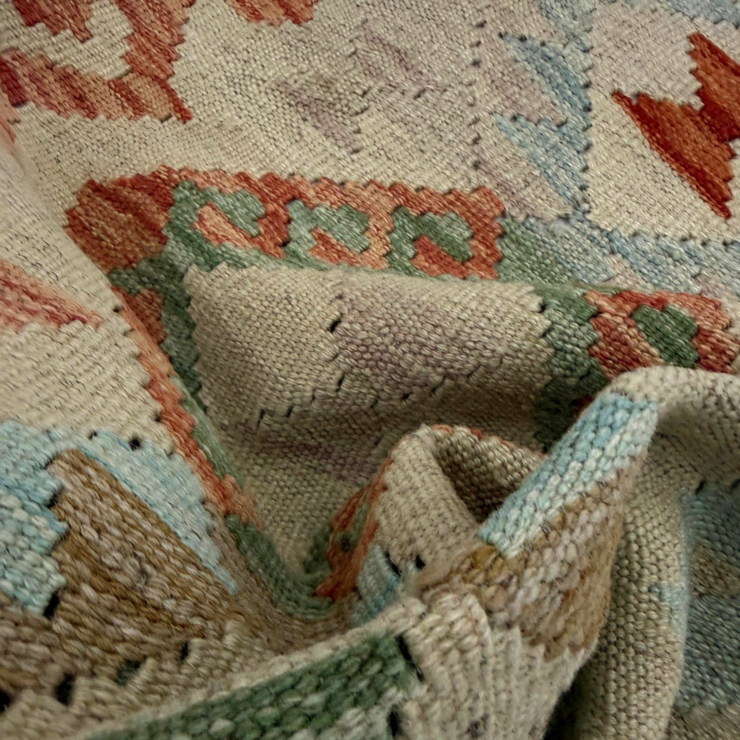 Hand Woven Wool Kelim Runner 1' 7" x 5' 6"  ft / 48 x 168 cm - No. R38612