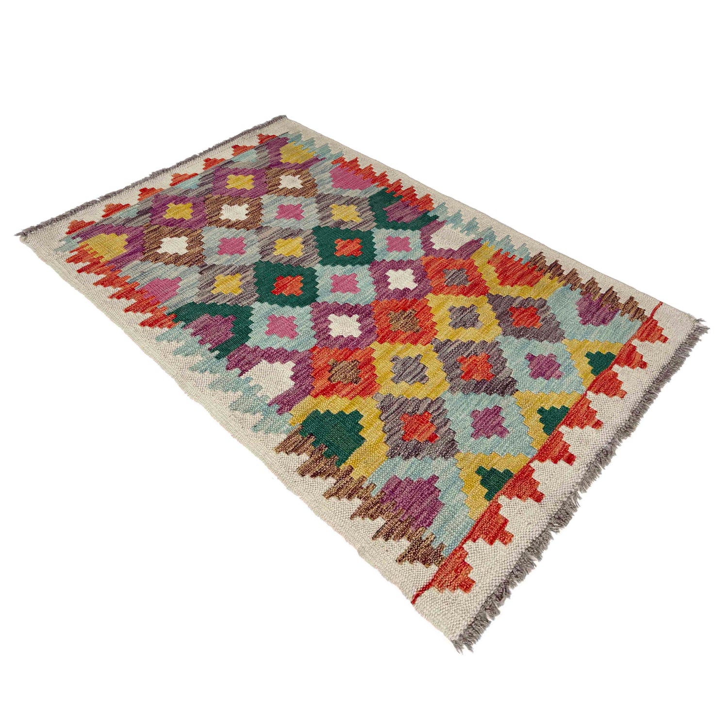 Handmade Vegetable Kilim 2' 5" x 3' 10" ft / 74 x 117 cm - No. R38616