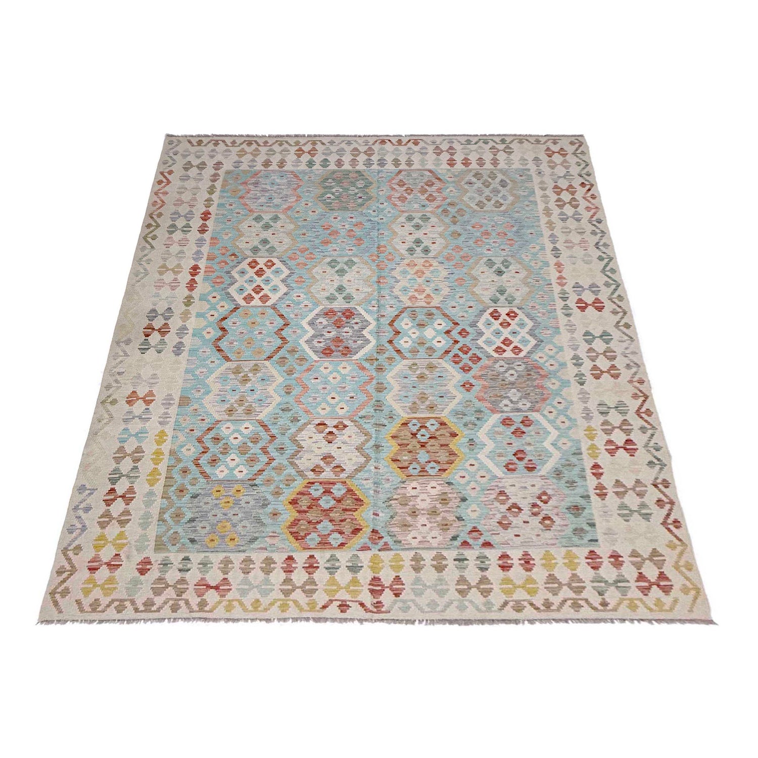 Hand Knotted Afghan Style Kilim 6' 8" x 9' 8" ft / 204 x 294 cm - No. R38619