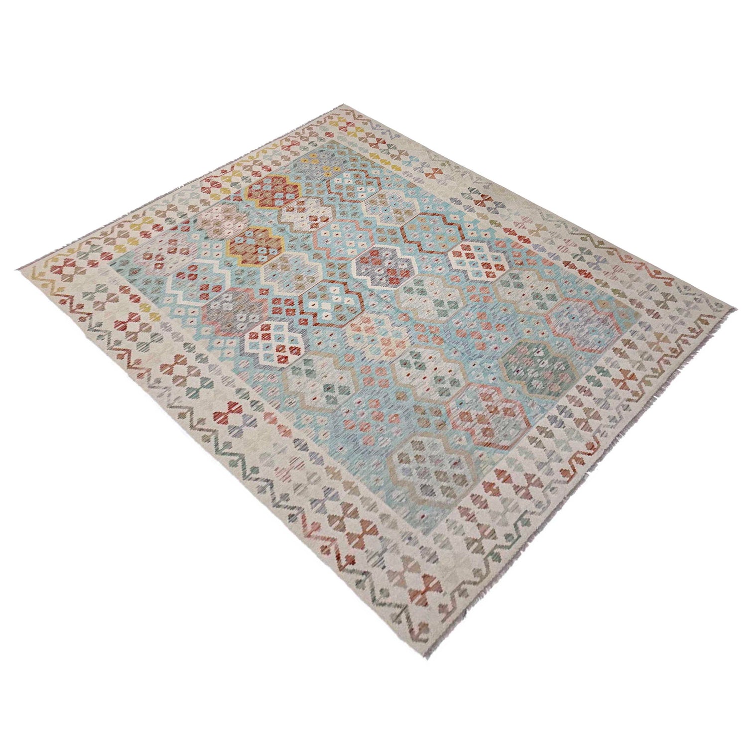 Hand Knotted Afghan Style Kilim 6' 8" x 9' 8" ft / 204 x 294 cm - No. R38619