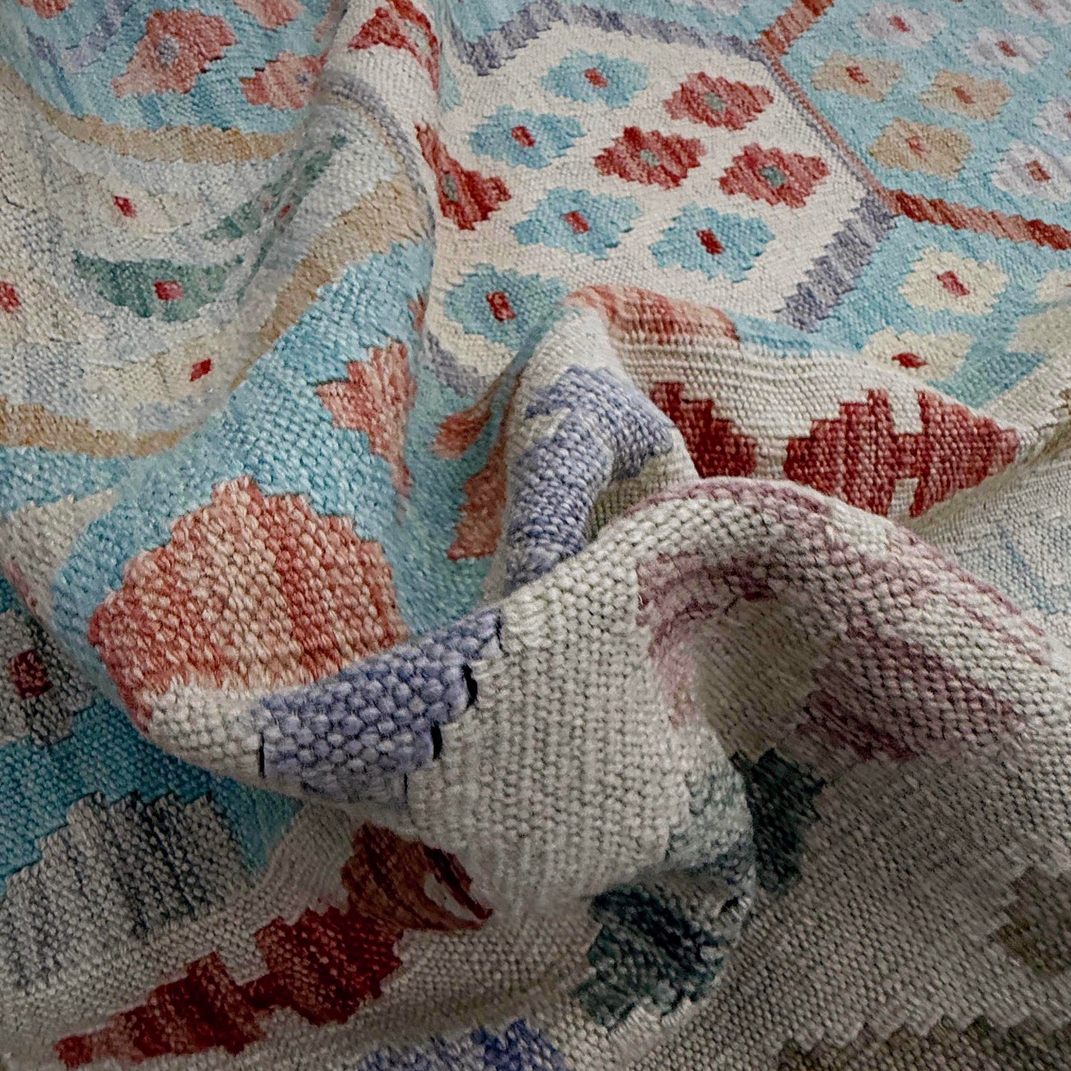 Hand Knotted Afghan Style Kilim 6' 8" x 9' 8" ft / 204 x 294 cm - No. R38619