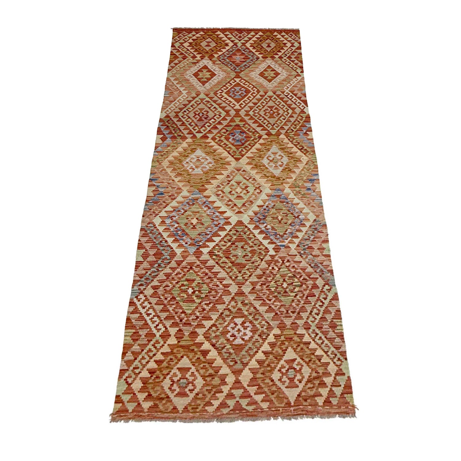 Hand Knotted Flatweave Kilim Runner 3' 1" x 10' 0" ft / 93 x 305 cm - No. R38620