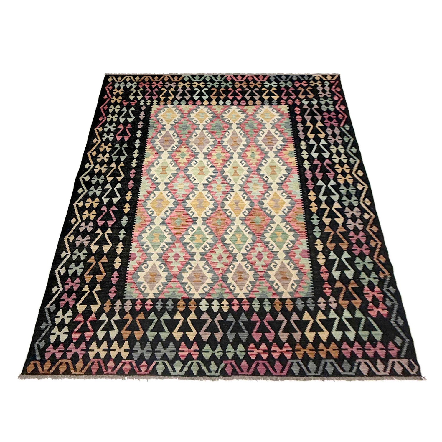 Hand Woven Wool Kelim 6' 7" x 9' 10" ft / 200 x 300 cm - No. R38621