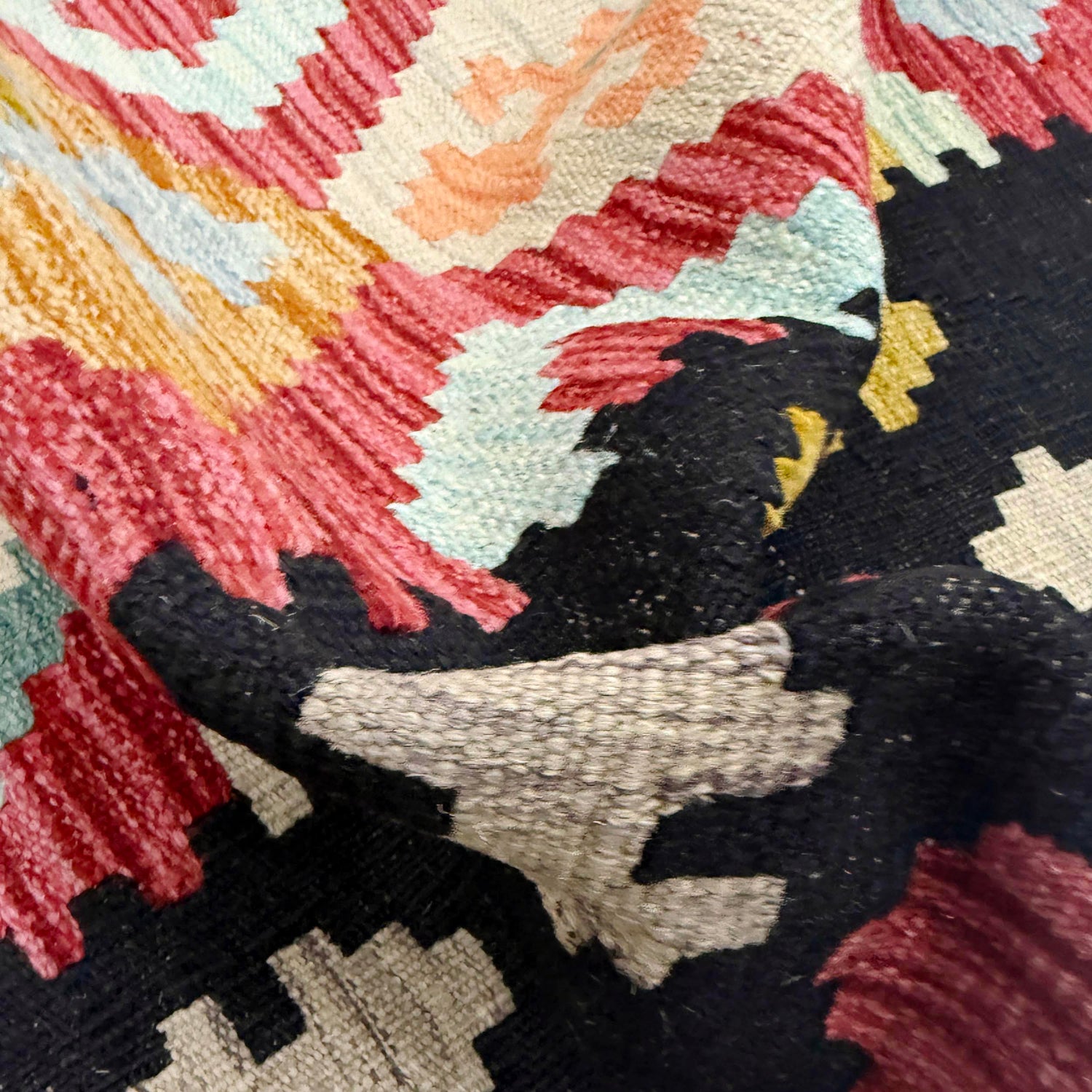Handmade Turkish Design Wool Kilim 6' 7" x 9' 10" ft / 200 x 300 cm - No. R38622