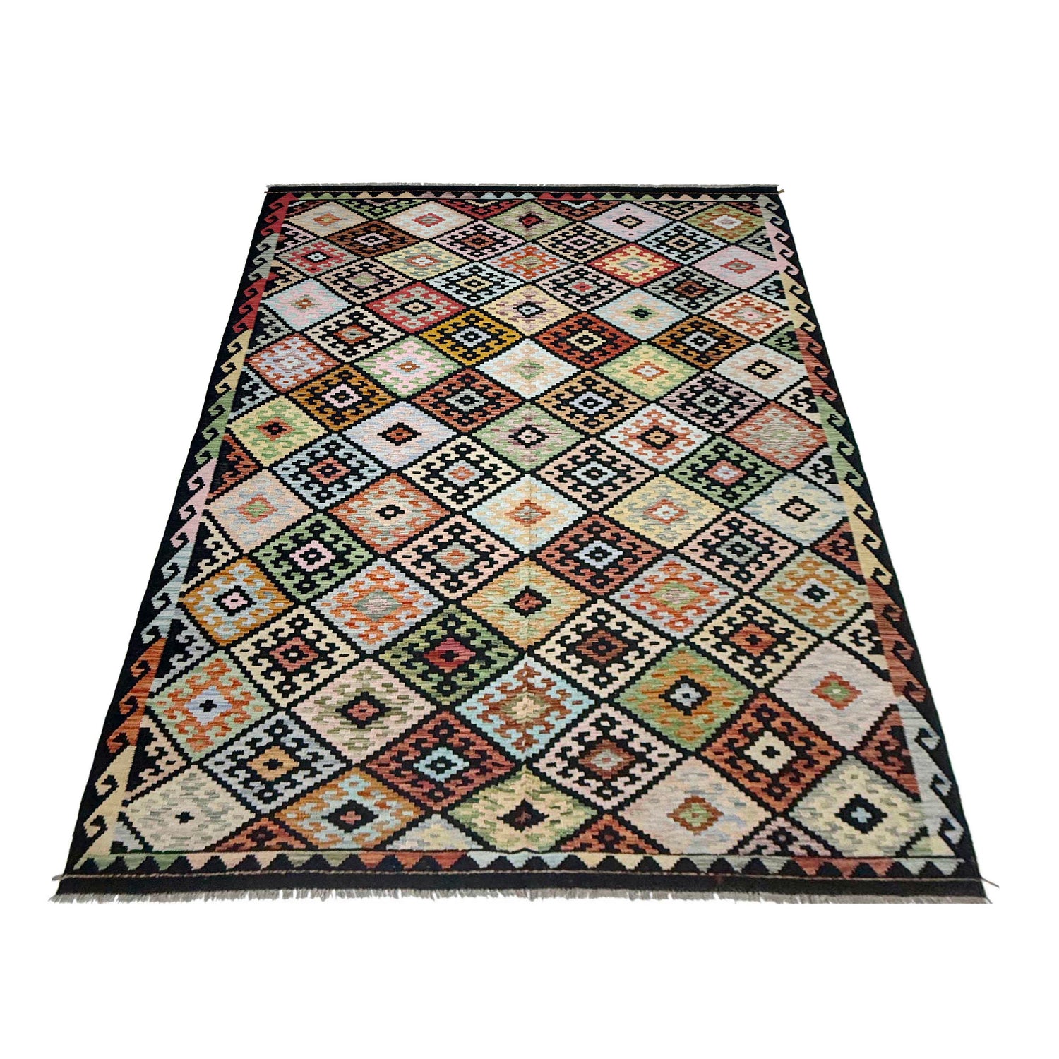 Hand Knotted Flatweave Kilim 6' 6" x 10' 0" ft / 198 x 305 cm - No. R38624