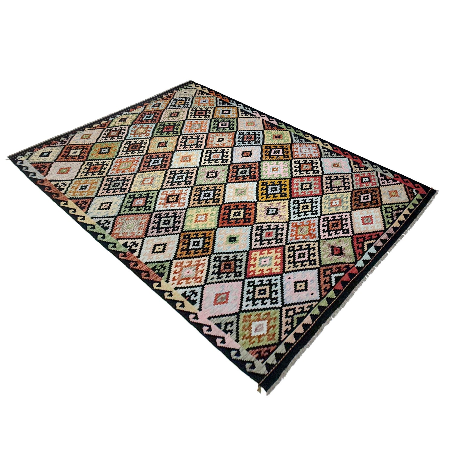 Hand Knotted Flatweave Kilim 6' 6" x 10' 0" ft / 198 x 305 cm - No. R38624
