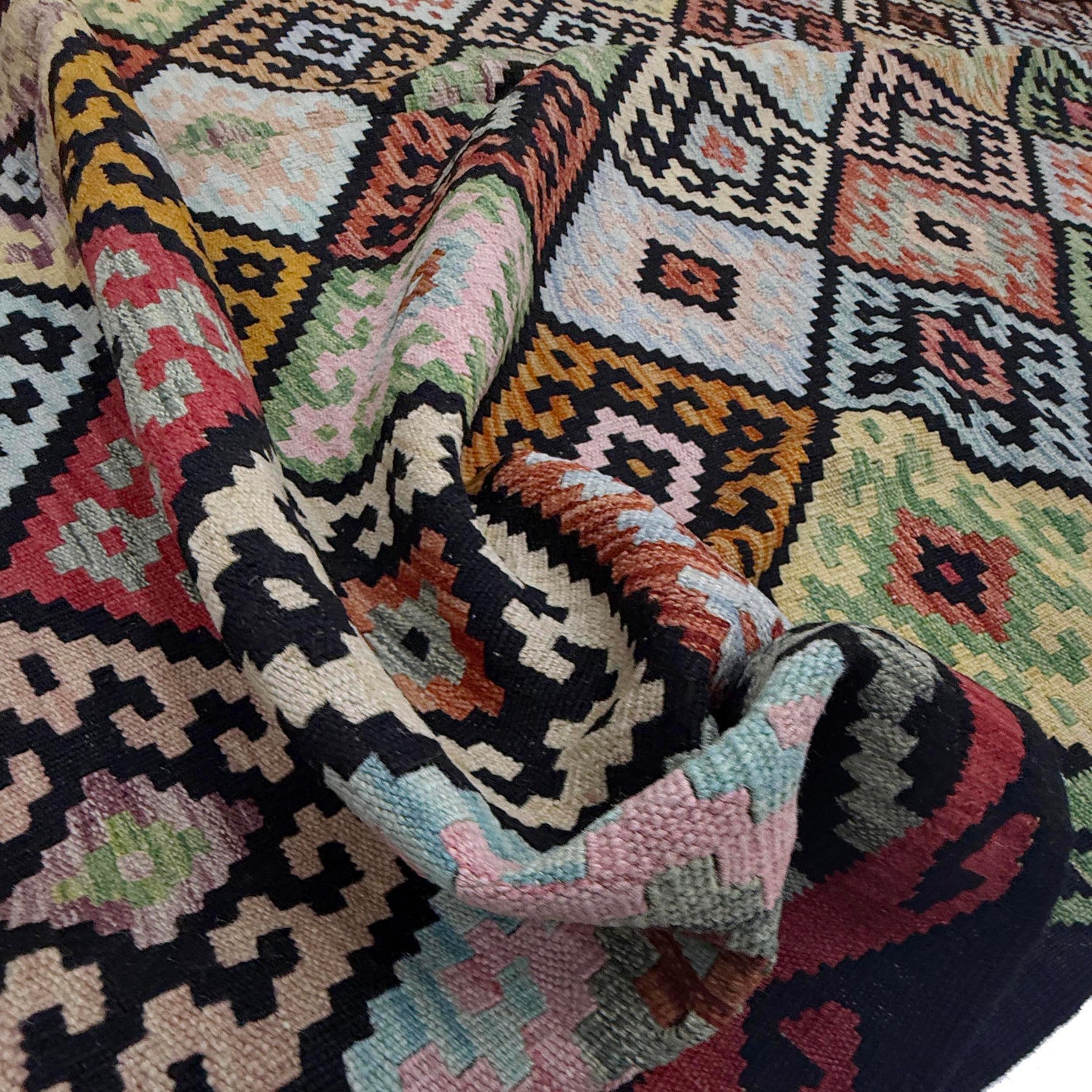 Hand Knotted Flatweave Kilim 6' 6" x 10' 0" ft / 198 x 305 cm - No. R38624