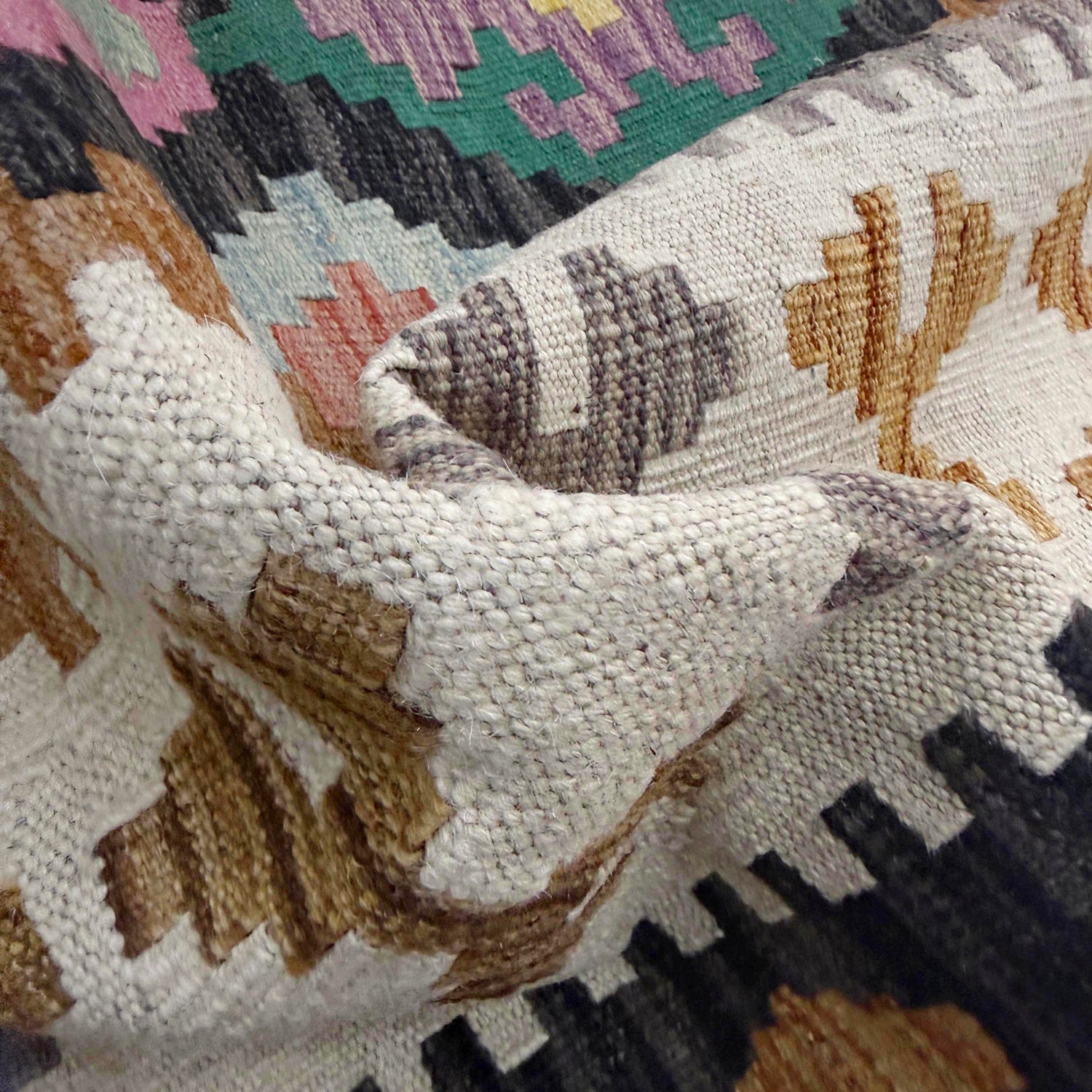 Handmade Afghan Vegetable Kilim 6' 8" x 9' 7" ft / 202 x 293 cm - No. R38626