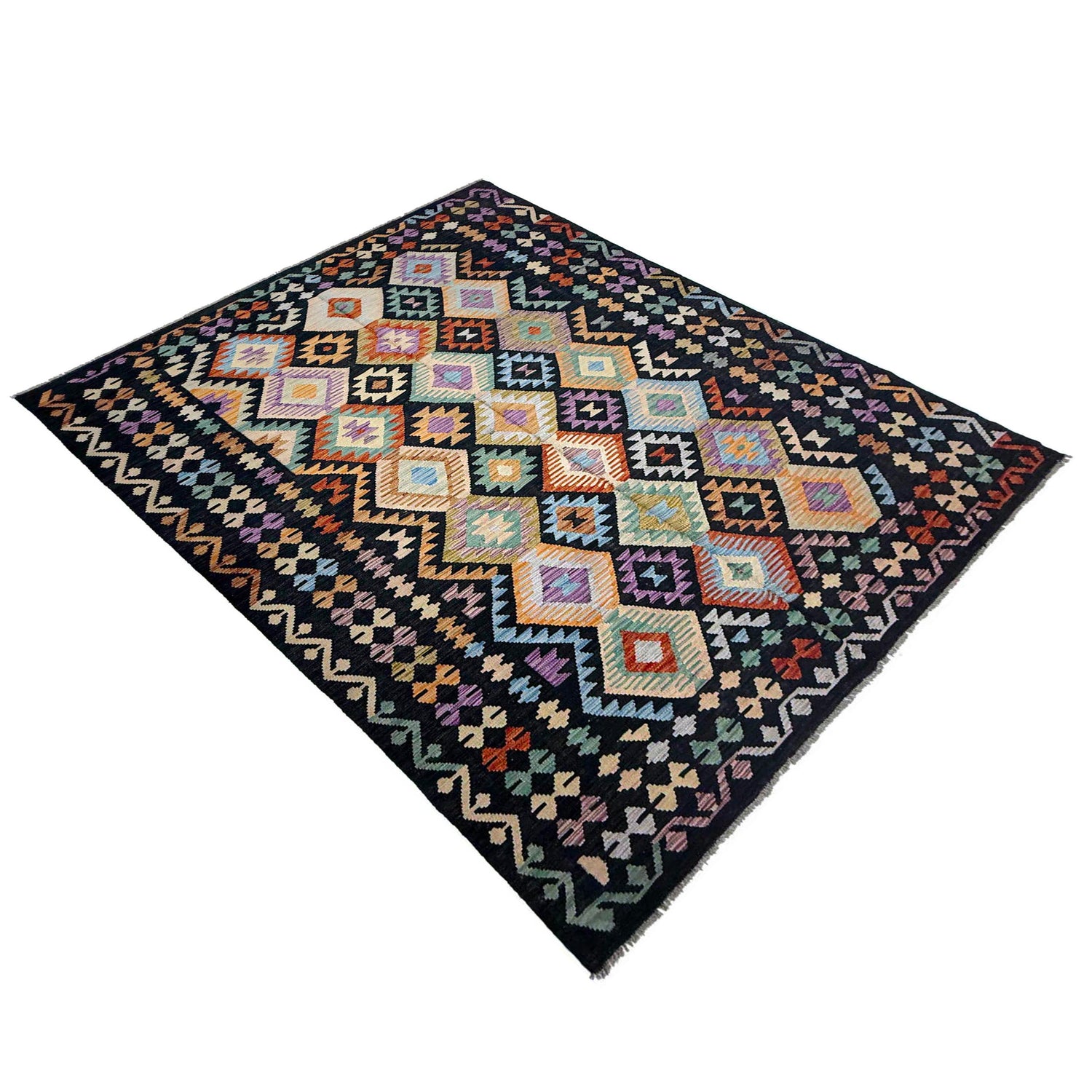 Hand Made Afghan Kilim 6' 7" x 9' 7" ft / 200 x 293 cm - No. R38627