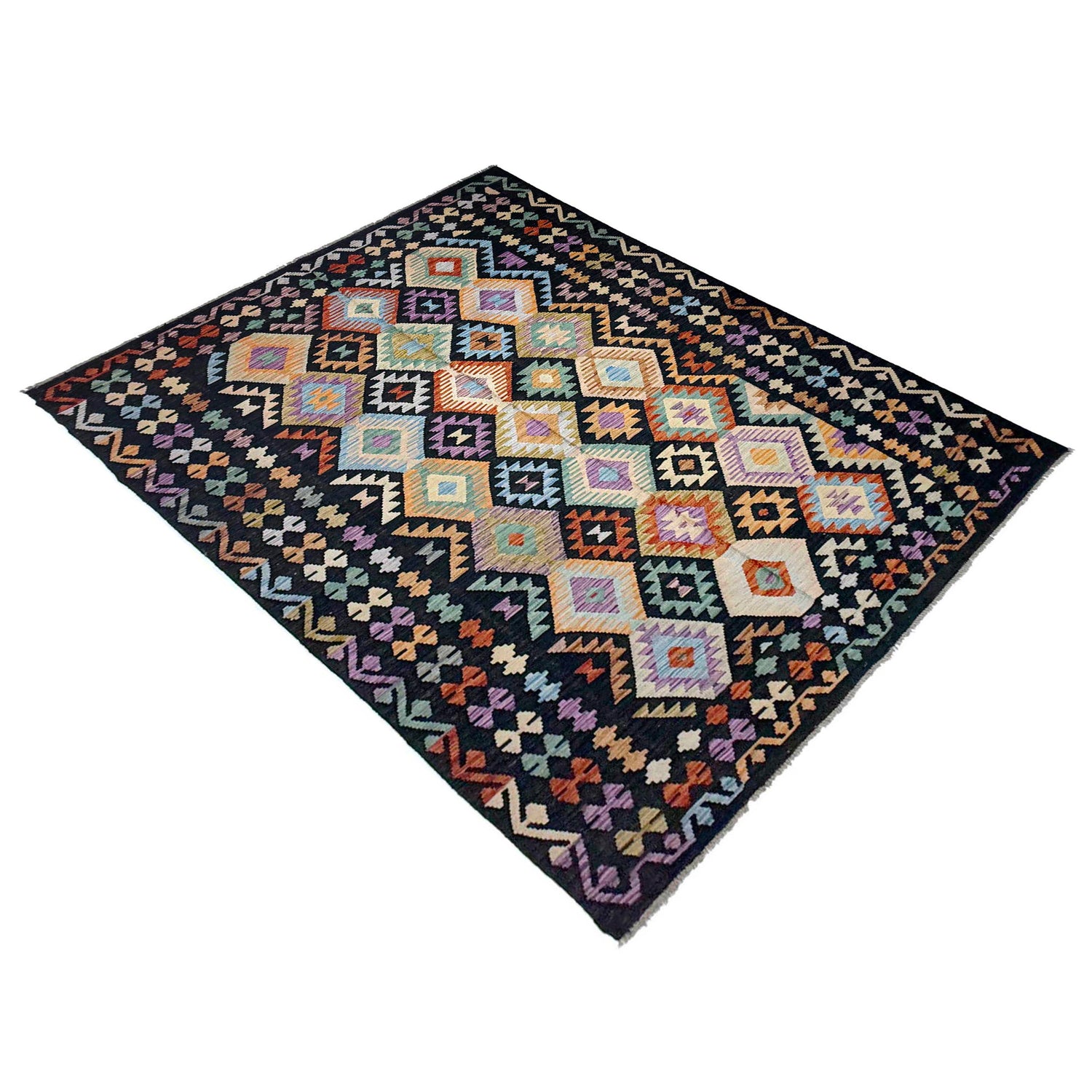 Hand Made Afghan Kilim 6' 7" x 9' 7" ft / 200 x 293 cm - No. R38627