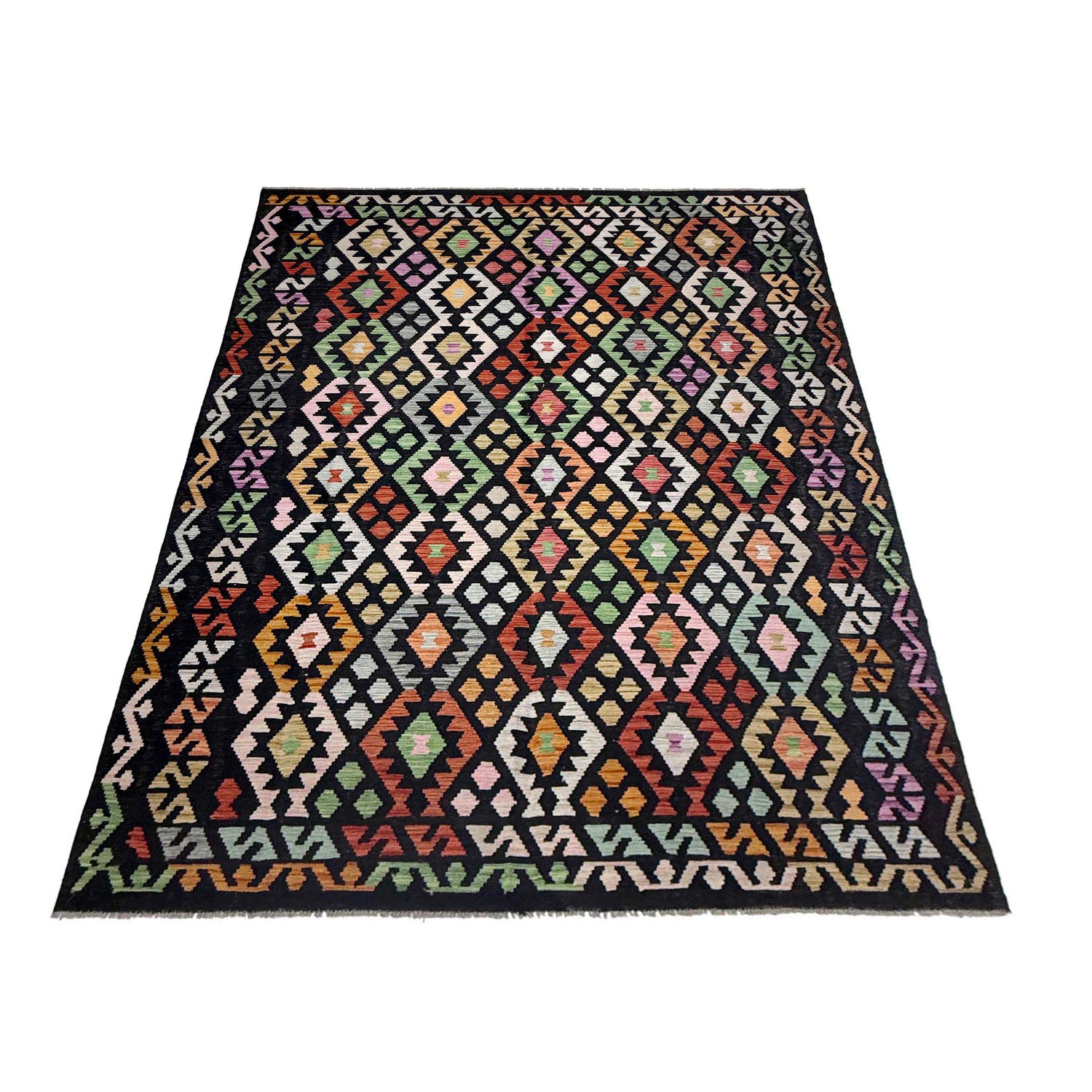 Hand Woven Wool Kelim 6' 6" x 9' 7" ft / 198 x 292 cm - No. R38636