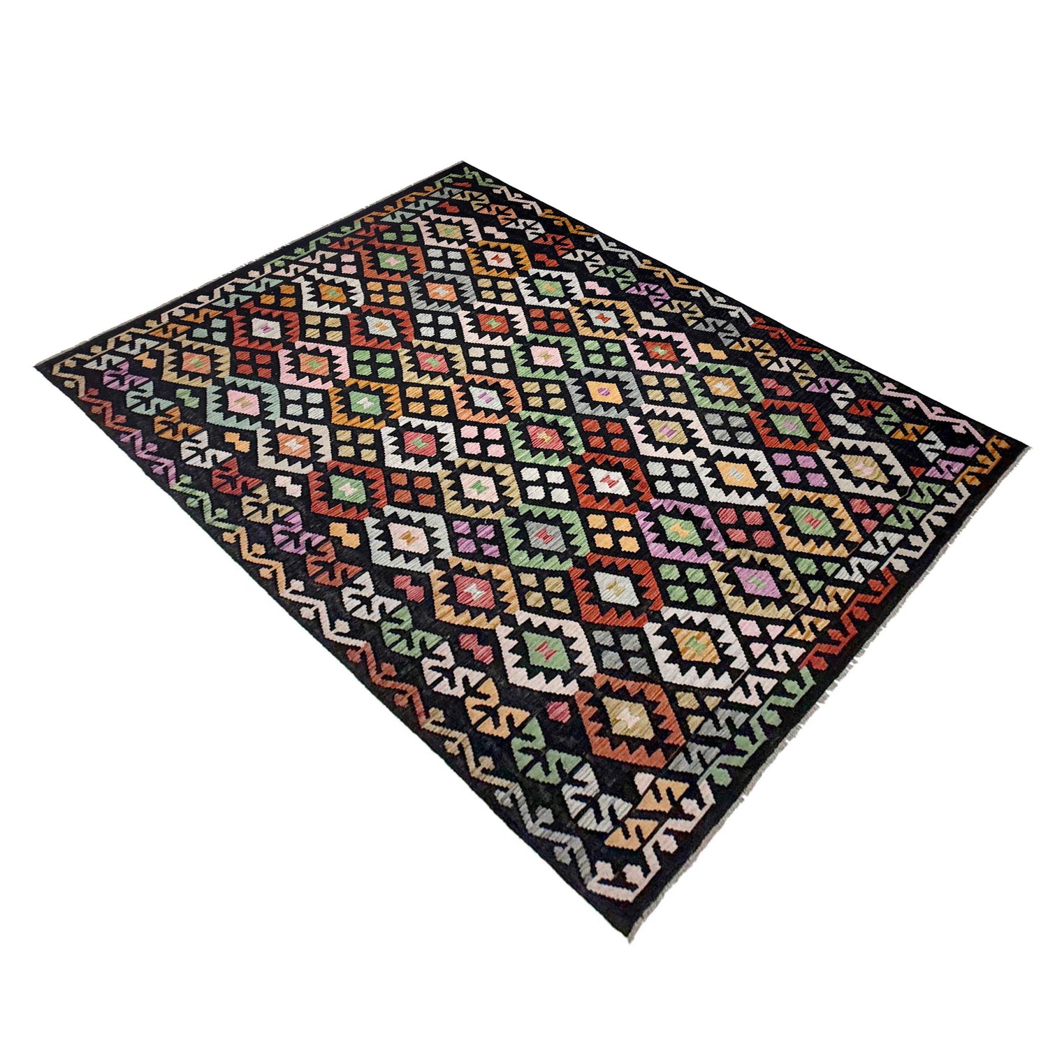 Hand Woven Wool Kelim 6' 6" x 9' 7" ft / 198 x 292 cm - No. R38636