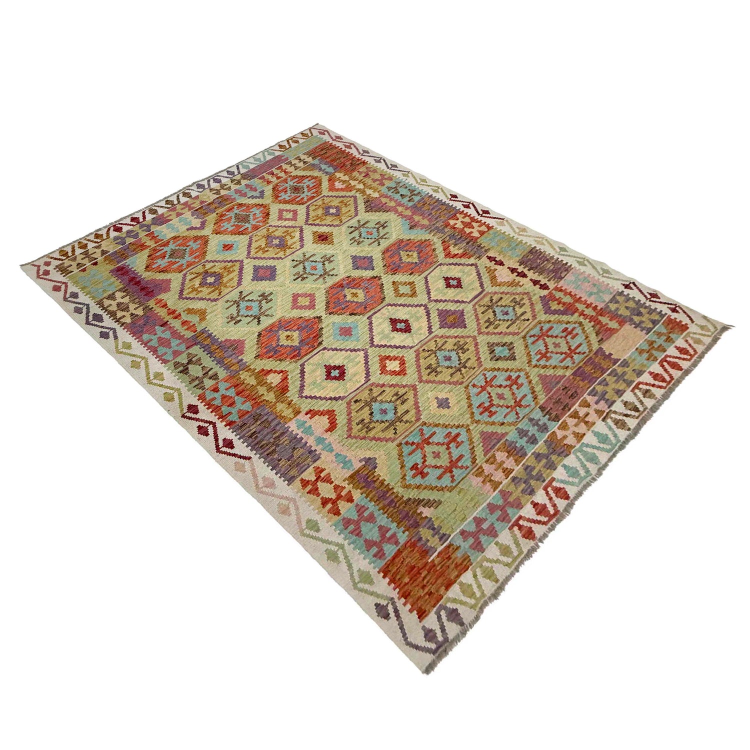 Handmade Turkish Design Wool Kilim 6' 8" x 9' 7" ft / 203 x 291 cm - No. R38640