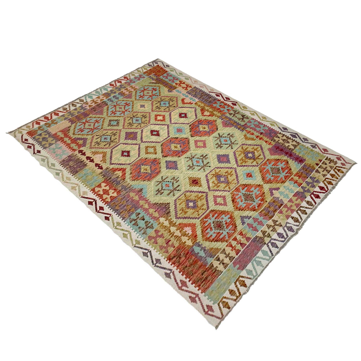 Handmade Turkish Design Wool Kilim 6' 8" x 9' 7" ft / 203 x 291 cm - No. R38640