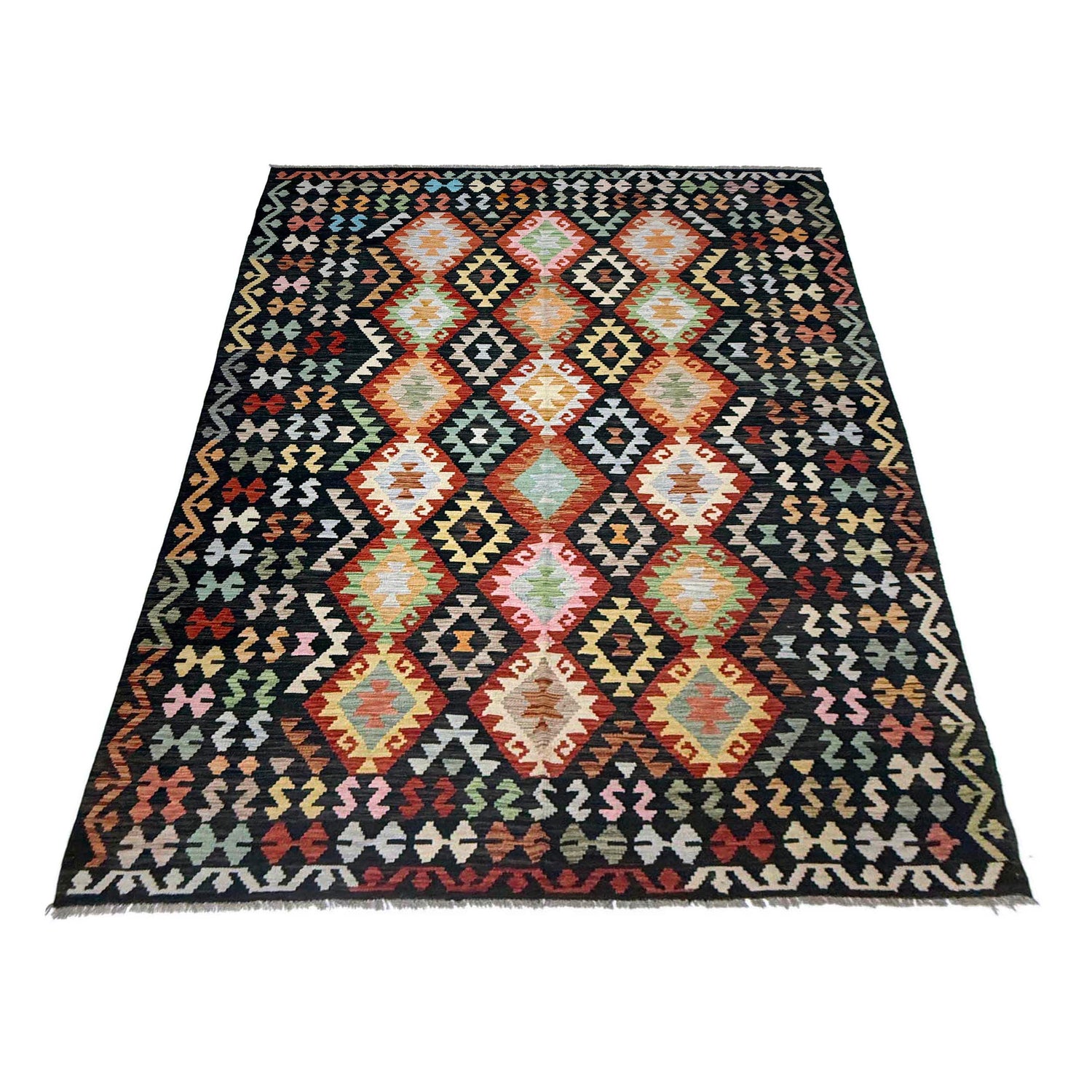 Hand Knotted Flatweave Kilim 6' 10" x 9' 9" ft / 208 x 298 cm - No. R38642