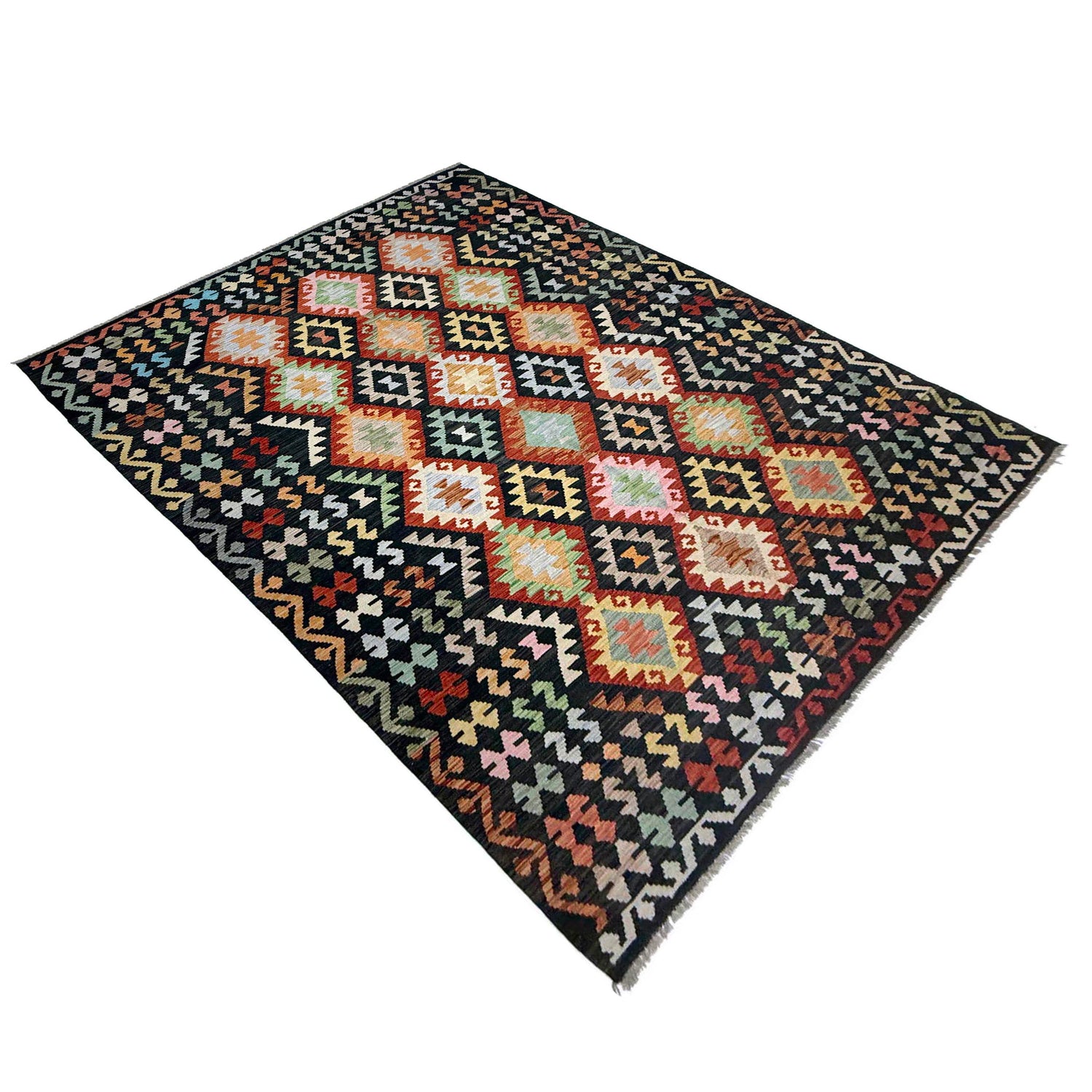 Hand Knotted Flatweave Kilim 6' 10" x 9' 9" ft / 208 x 298 cm - No. R38642