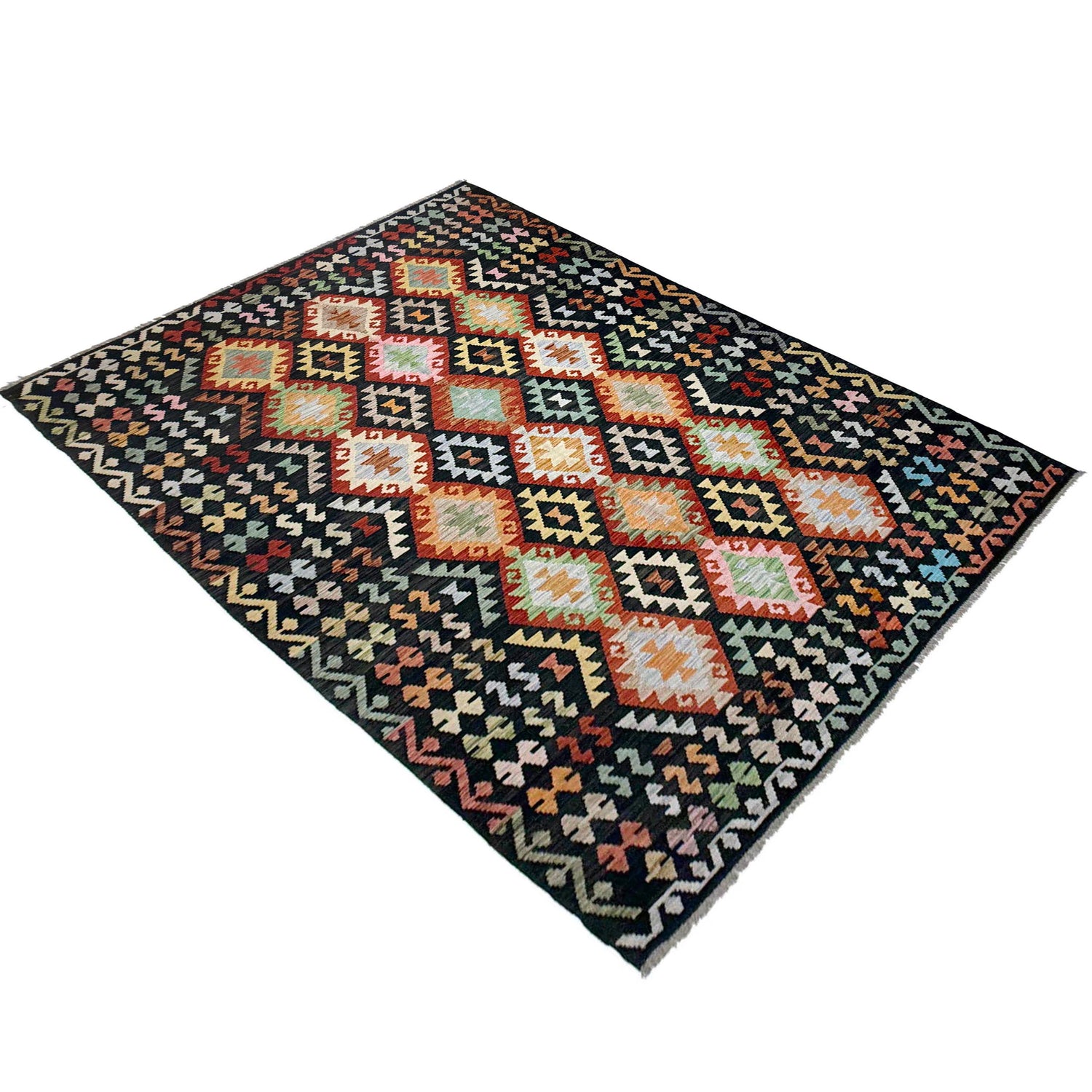Hand Knotted Flatweave Kilim 6' 10" x 9' 9" ft / 208 x 298 cm - No. R38642