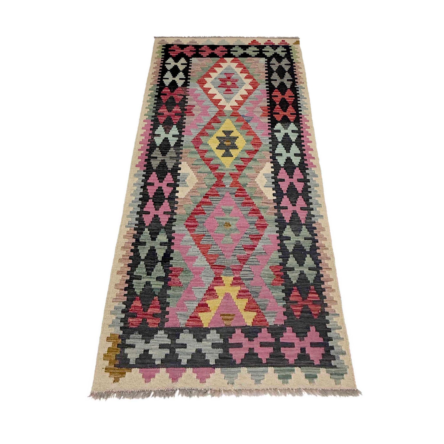 Short Kilim Runner 2' 7" x 6' 7" ft / 78 x 200 cm - No. R38644