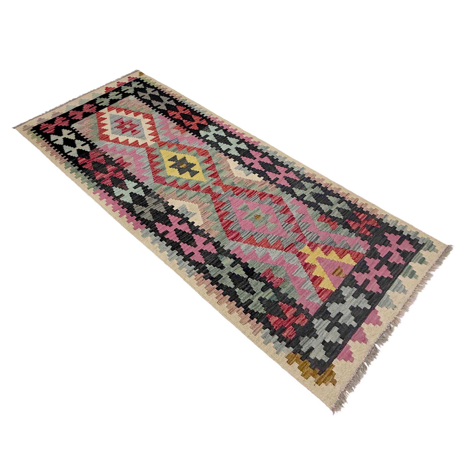 Short Kilim Runner 2' 7" x 6' 7" ft / 78 x 200 cm - No. R38644