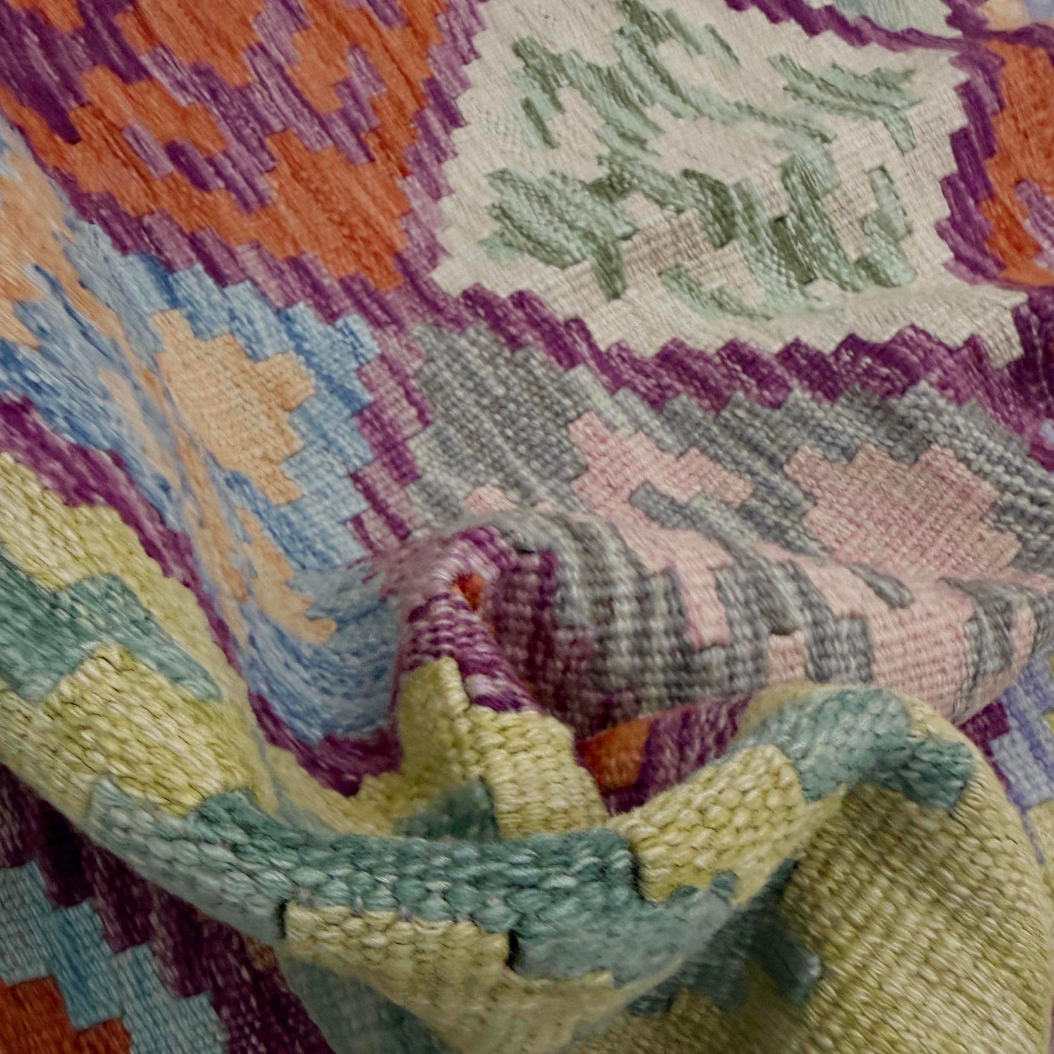 Multi Color ful Flat-Weave Wool Kilim Runner 2' 7" x 6' 7" ft / 79 x 200 cm - No. R38645