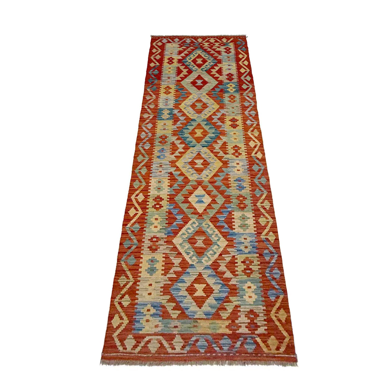 Handmade Afghan Vegetable Kilim Runner 2' 7" x 9' 10" ft / 80 x 300 cm - No. R38646