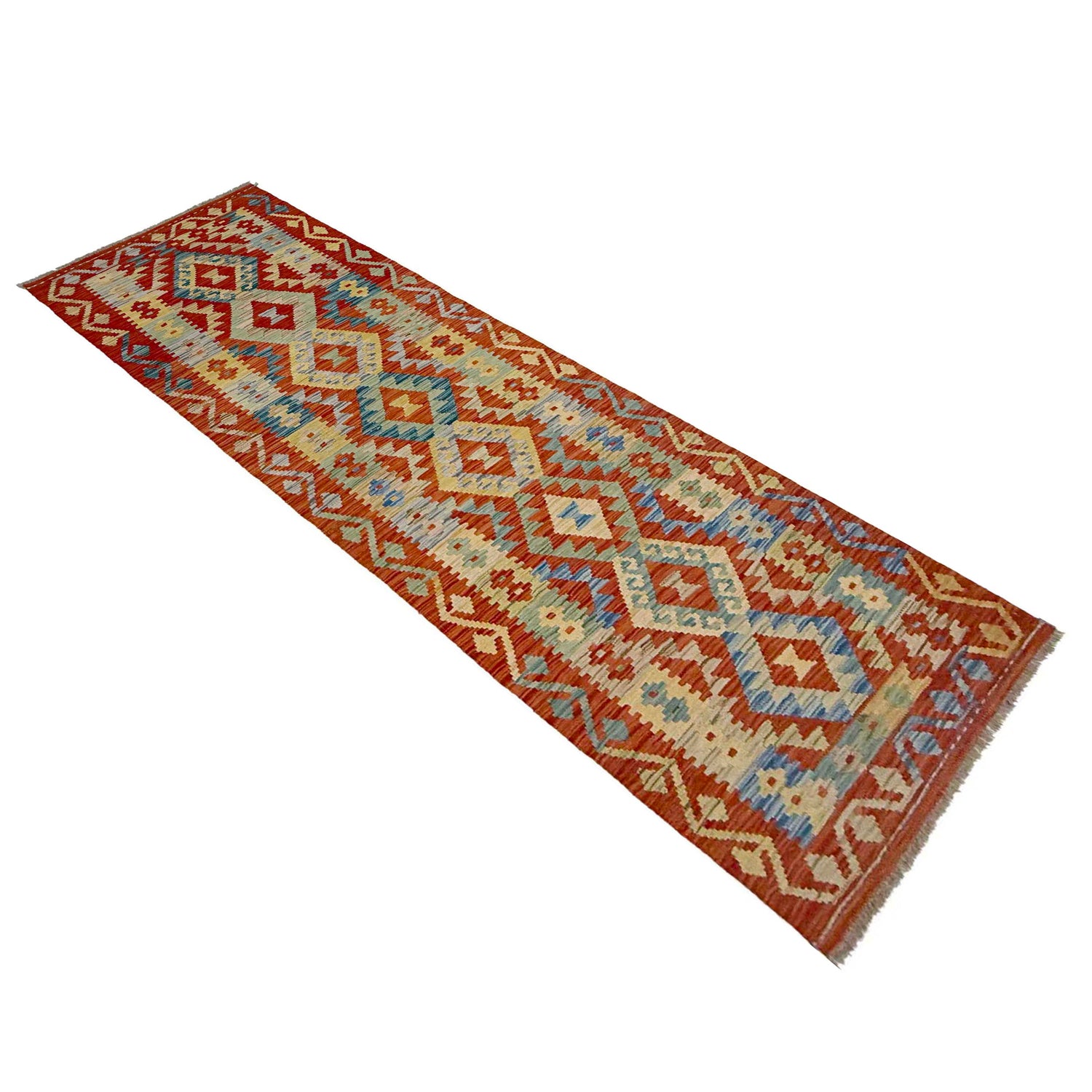 Handmade Afghan Vegetable Kilim Runner 2' 7" x 9' 10" ft / 80 x 300 cm - No. R38646