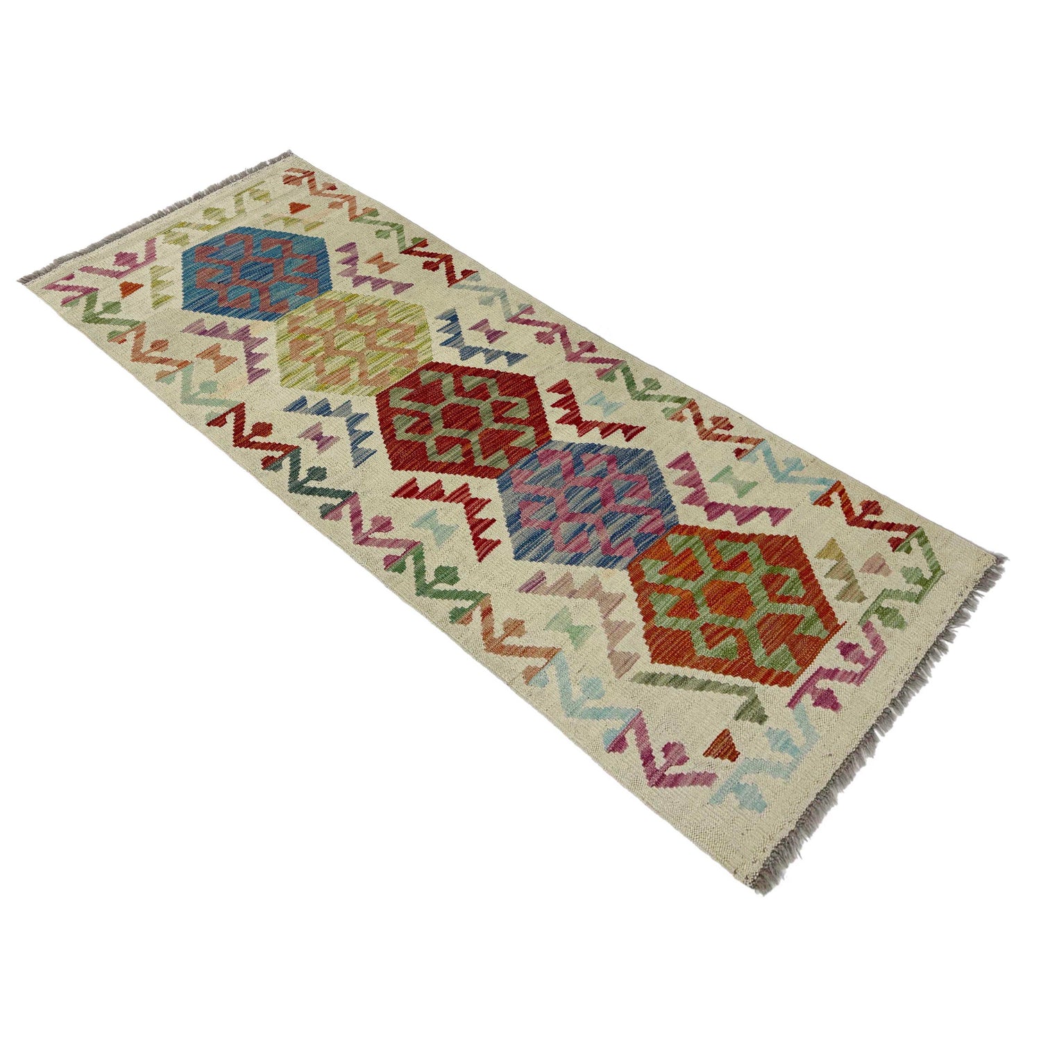 Handmade Vegetable Kelim Runner 2' 1" x 5' 7" ft / 64 x 171 cm - No. R38650