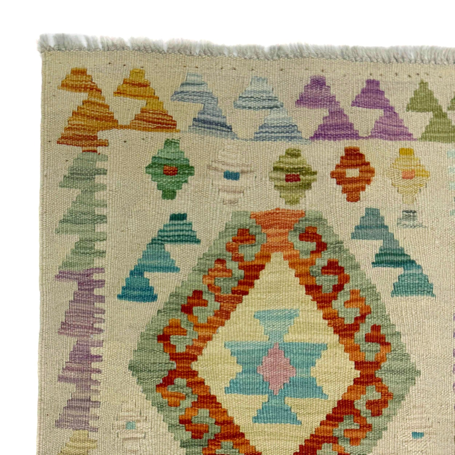 Hand Woven Wool Kelim Runner 1' 10" x 5' 8" ft / 56 x 173 cm - No. R38653