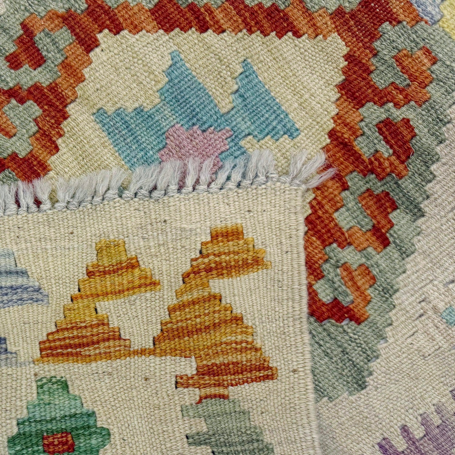 Hand Woven Wool Kelim Runner 1' 10" x 5' 8" ft / 56 x 173 cm - No. R38653