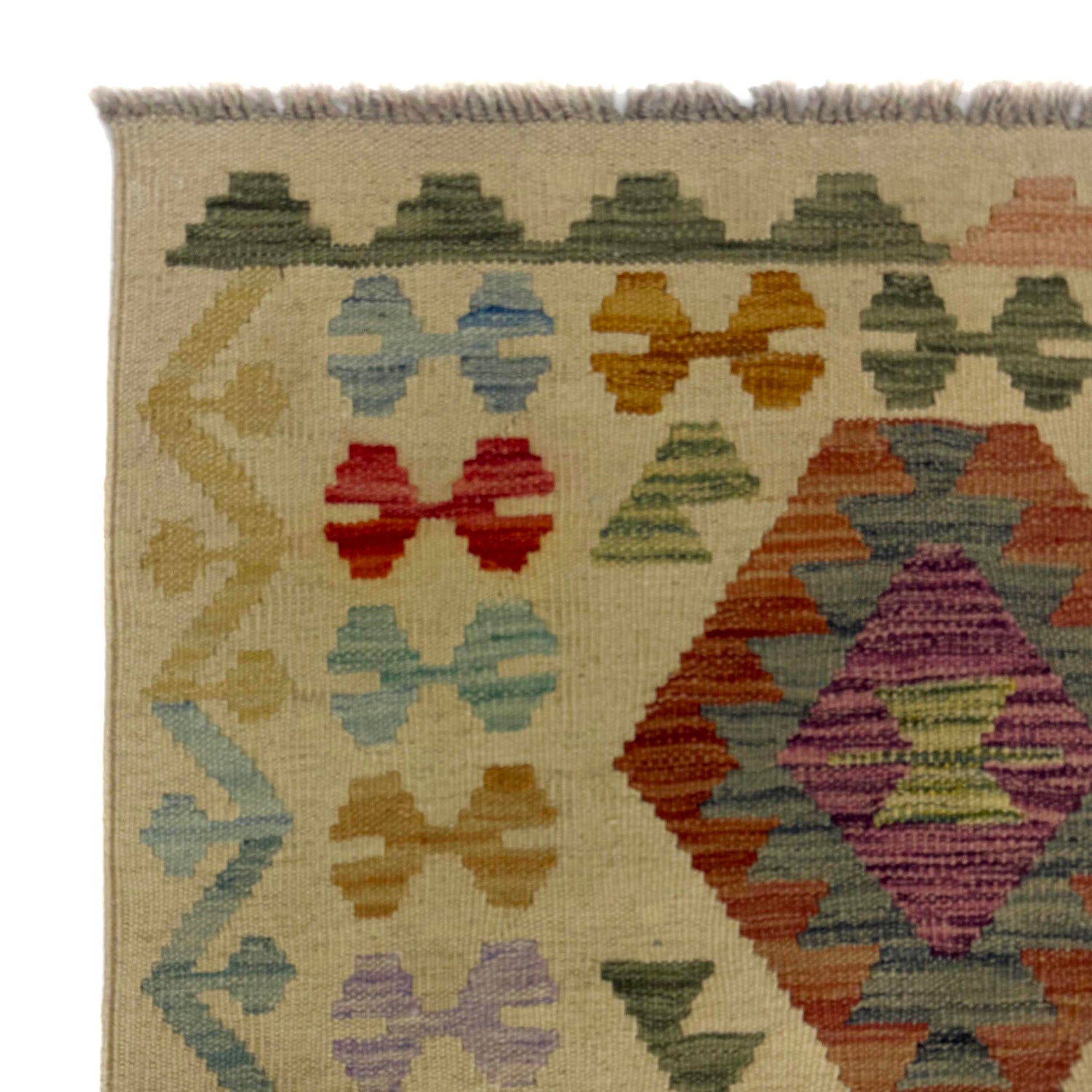 Multi Color ful Flat-Weave Wool Kilim Runner 2' 7" x 9' 9" ft / 78 x 297 cm - No. R38655