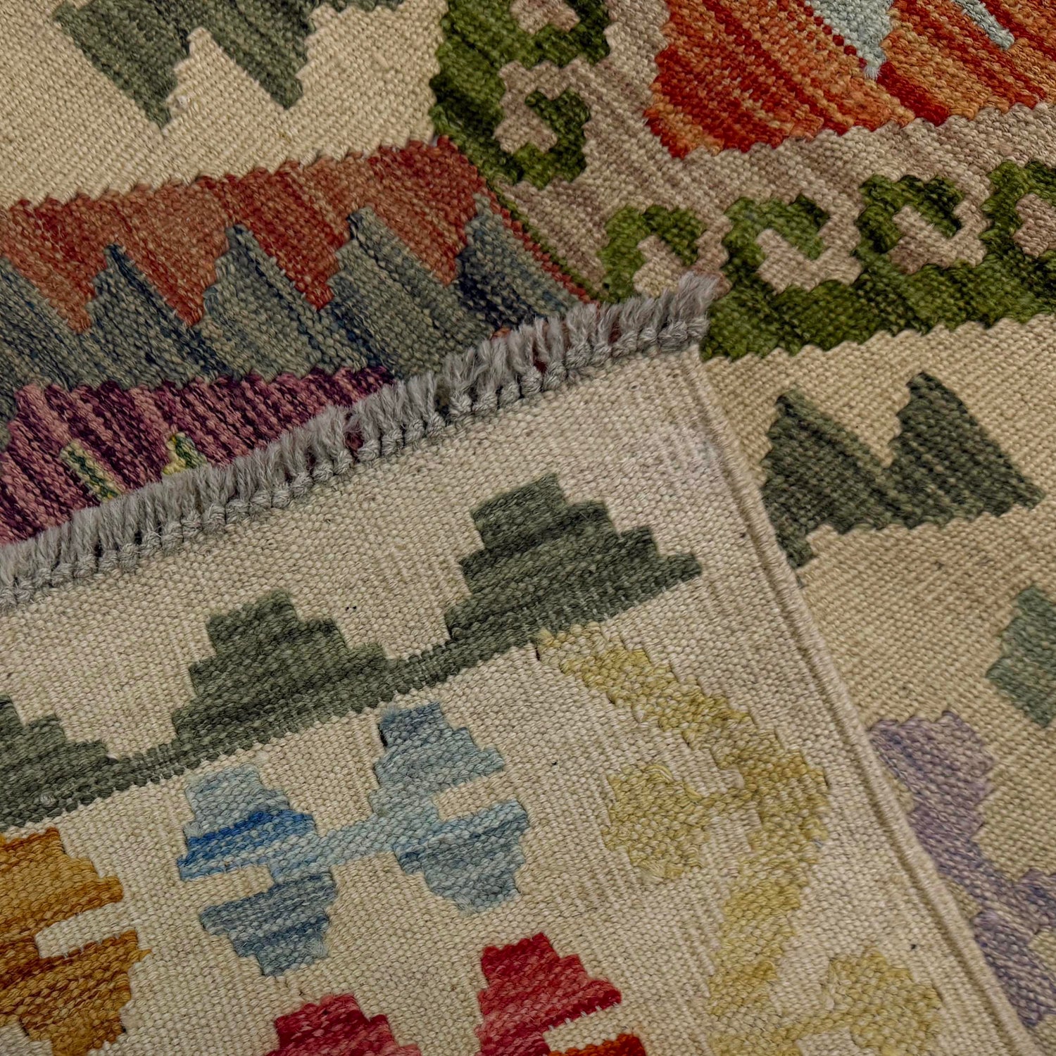 Multi Color ful Flat-Weave Wool Kilim Runner 2' 7" x 9' 9" ft / 78 x 297 cm - No. R38655